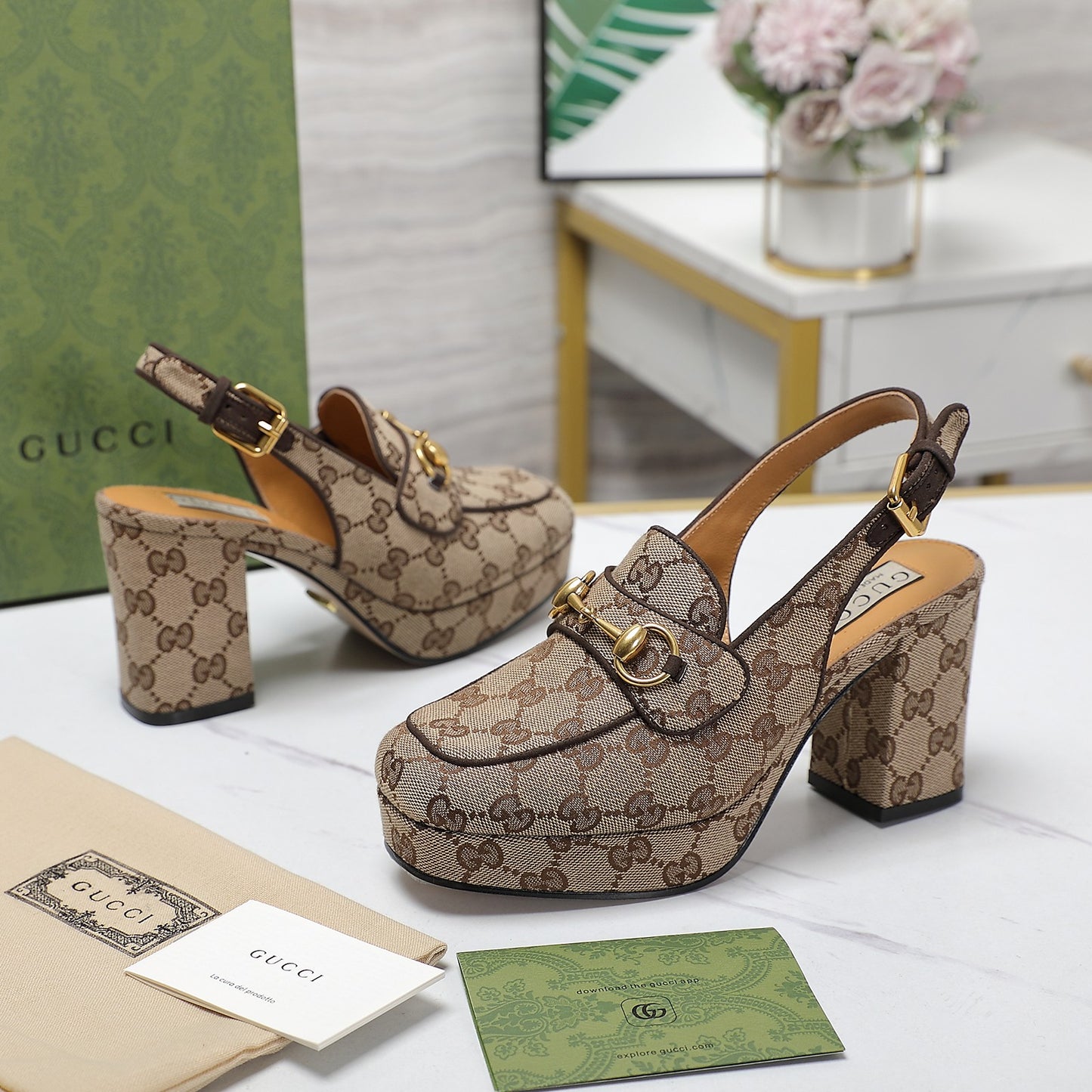 GG Horsebit slingback pumps 1825031805