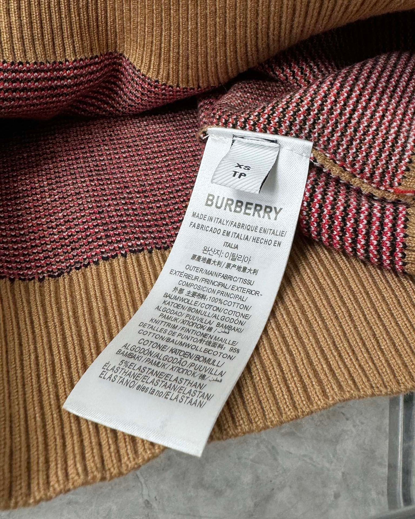 TB Mixed color plaid knitted sweater 1824102215