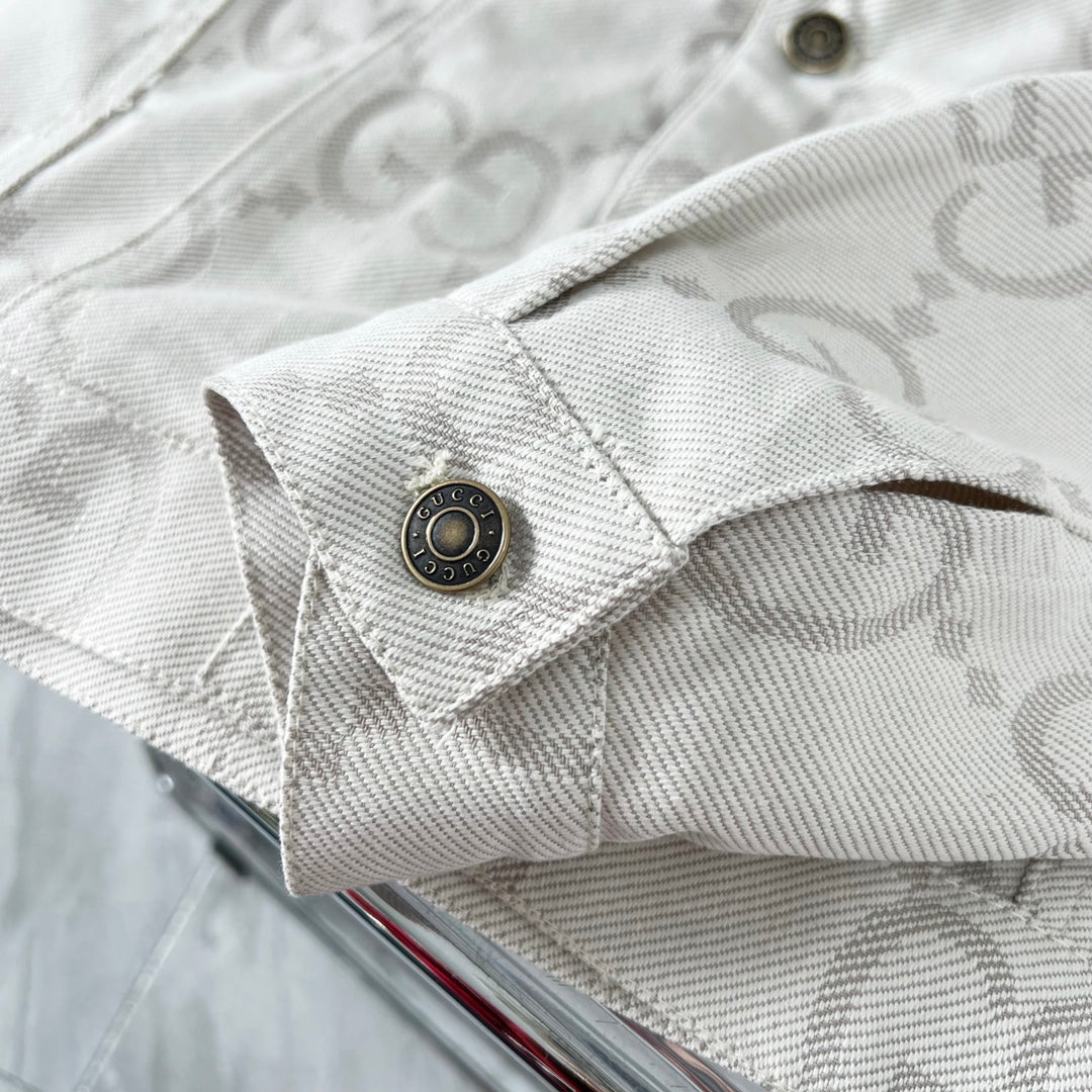jacquard lapel denim jacket XC0823110312