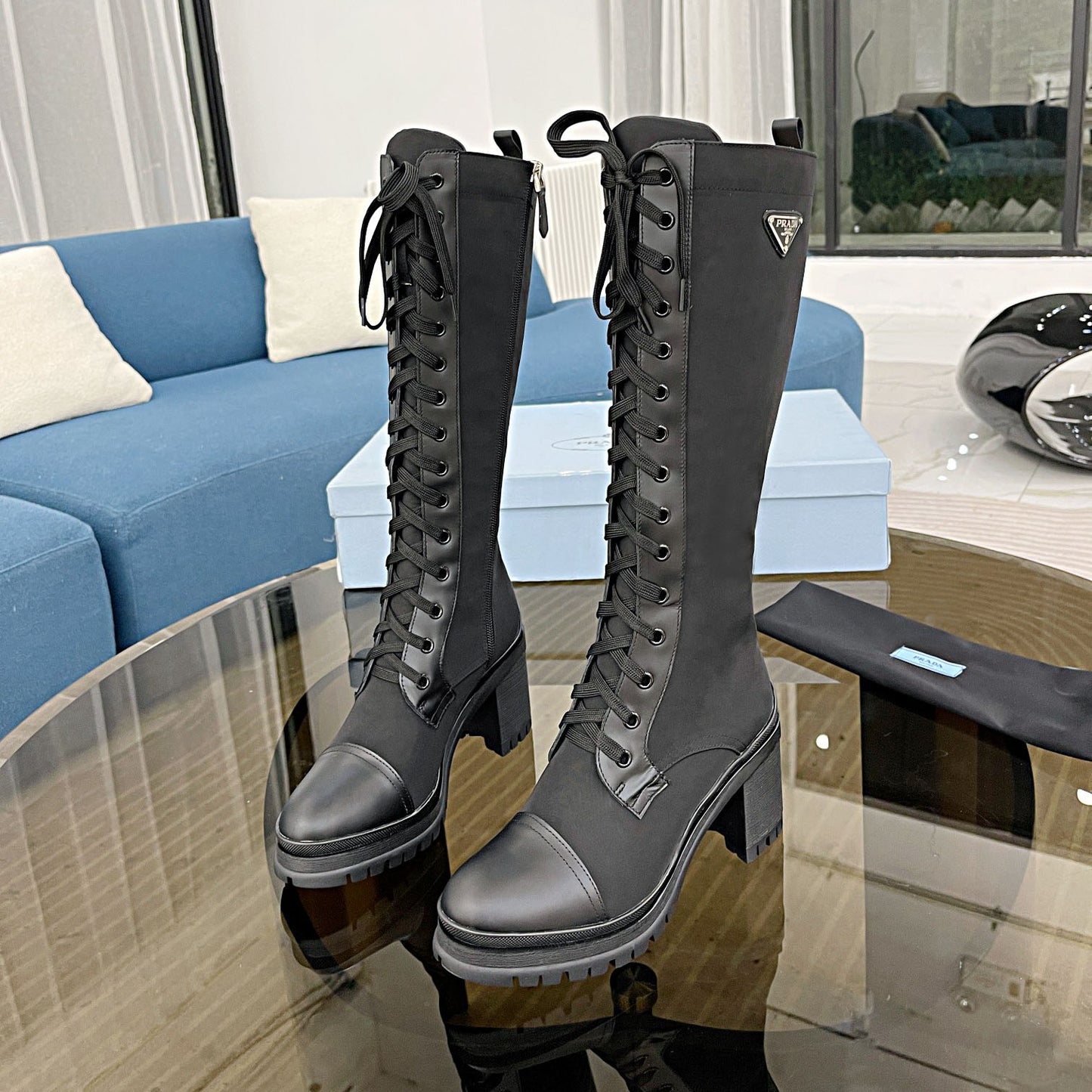 PR waterproof nylon high heel boots 1824102202