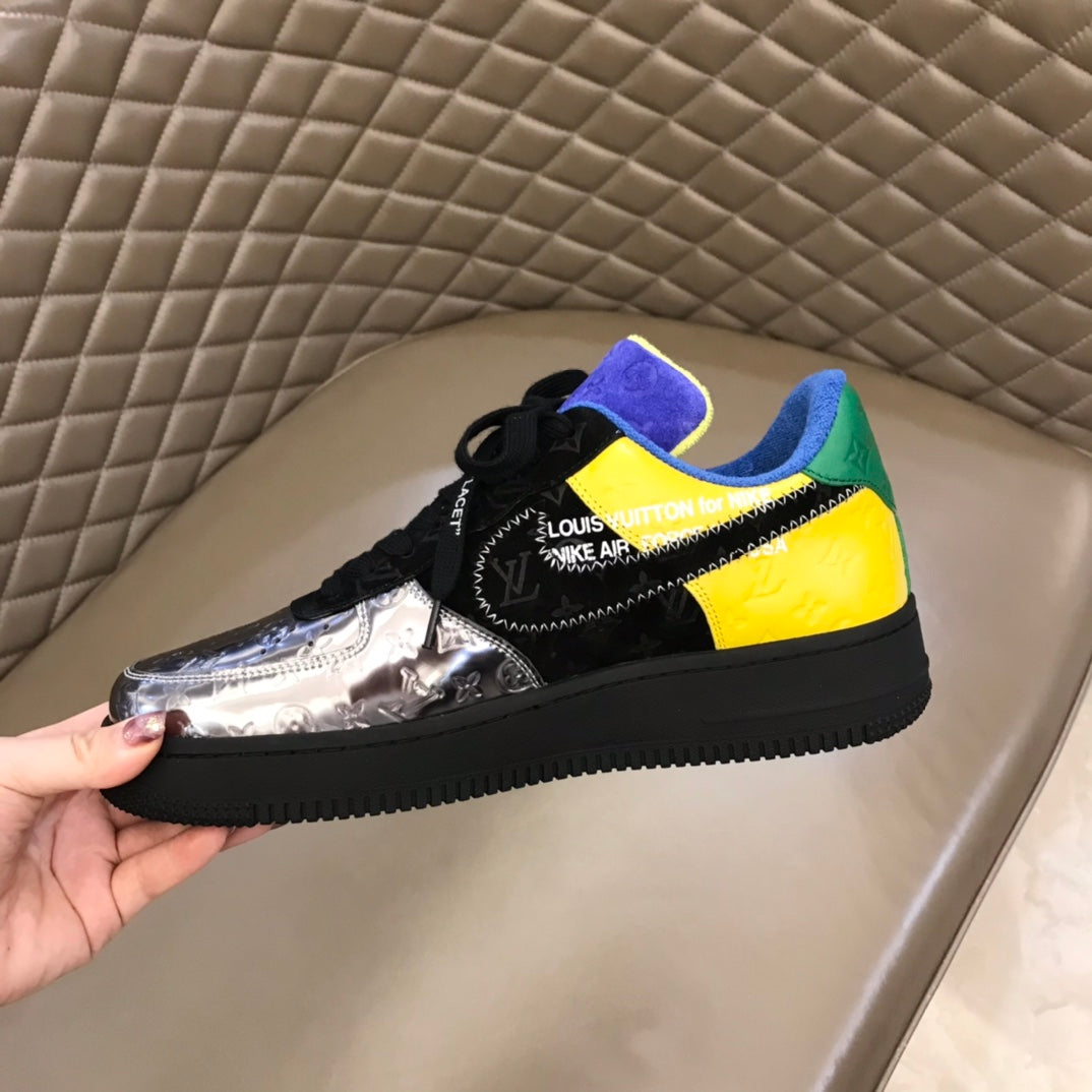 Tripartite Joint Bright Leather Embossed Contrast Color Sneakers XC1623071703