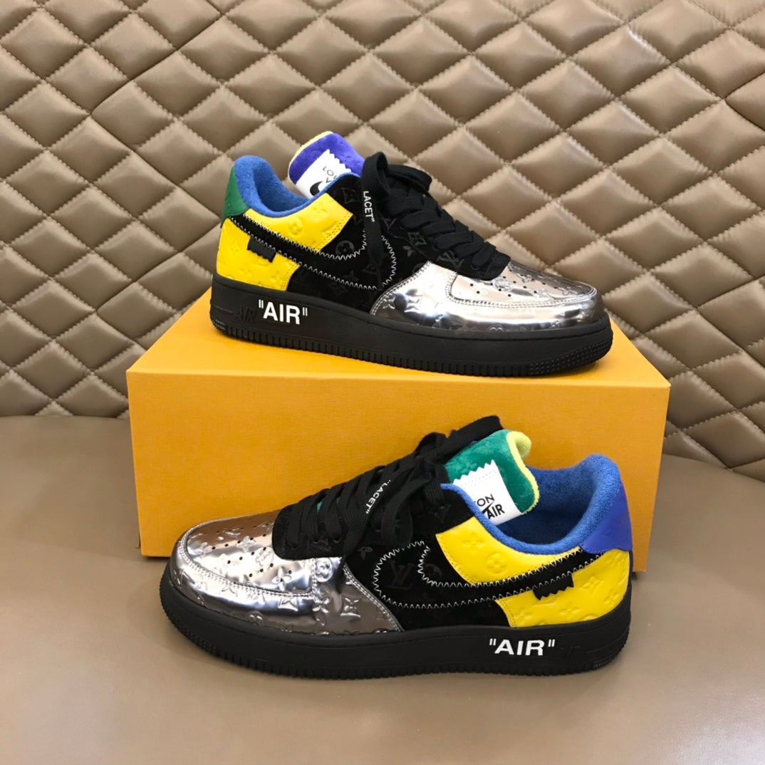 Tripartite Joint Bright Leather Embossed Contrast Color Sneakers XC1623071703