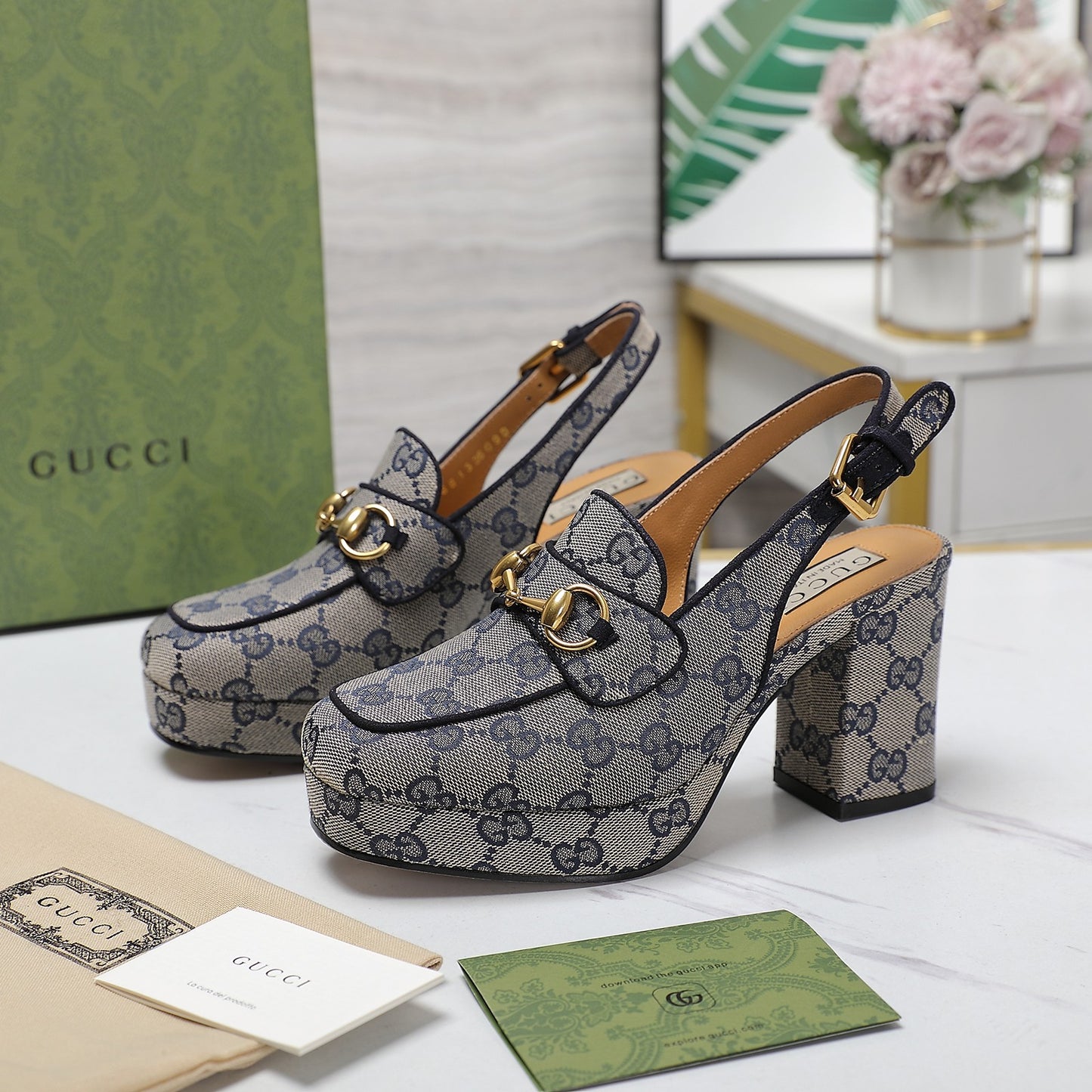 GG Horsebit slingback pumps 1825031805
