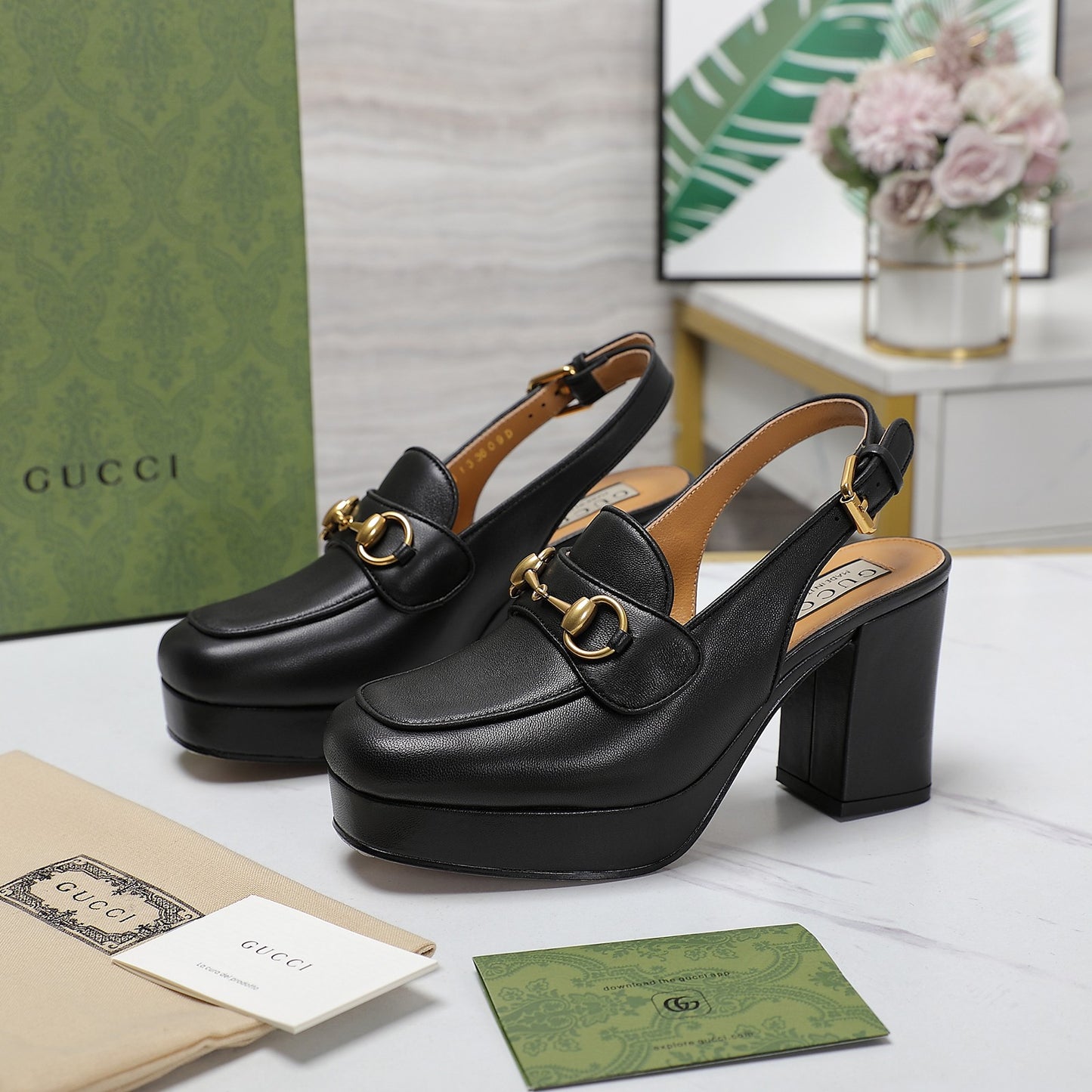 GG Horsebit slingback pumps 1825031805