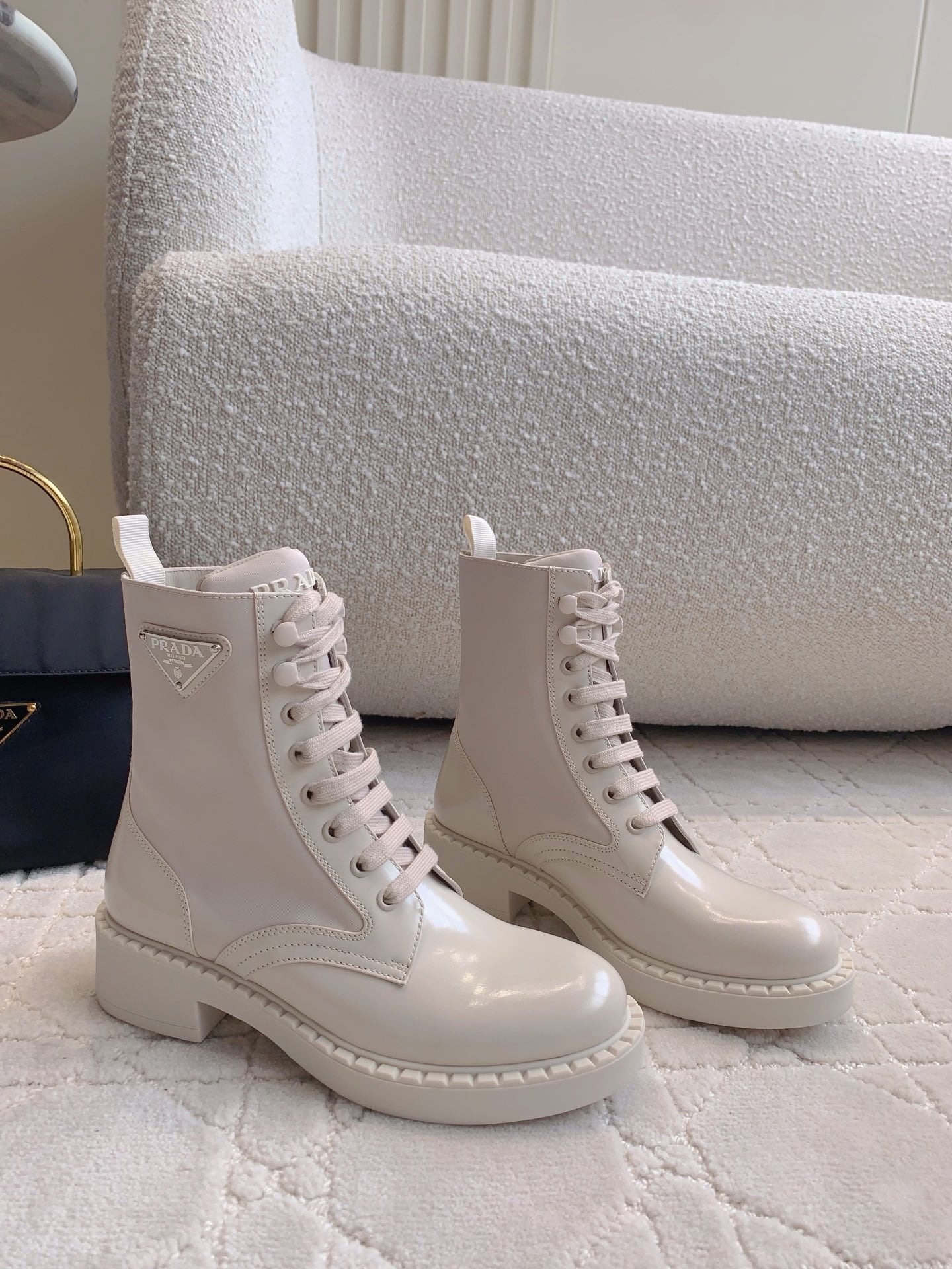 PRD Fashion White Leather High Top Boots 0724101804