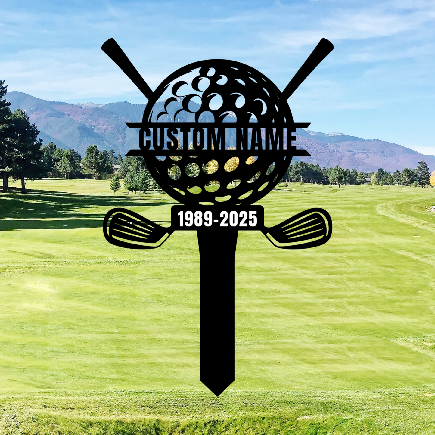 Custom Golf Yard Sign with Ball Transport Design, Outdoor Metal Golf Name Sign for Garden or Lawn Decor