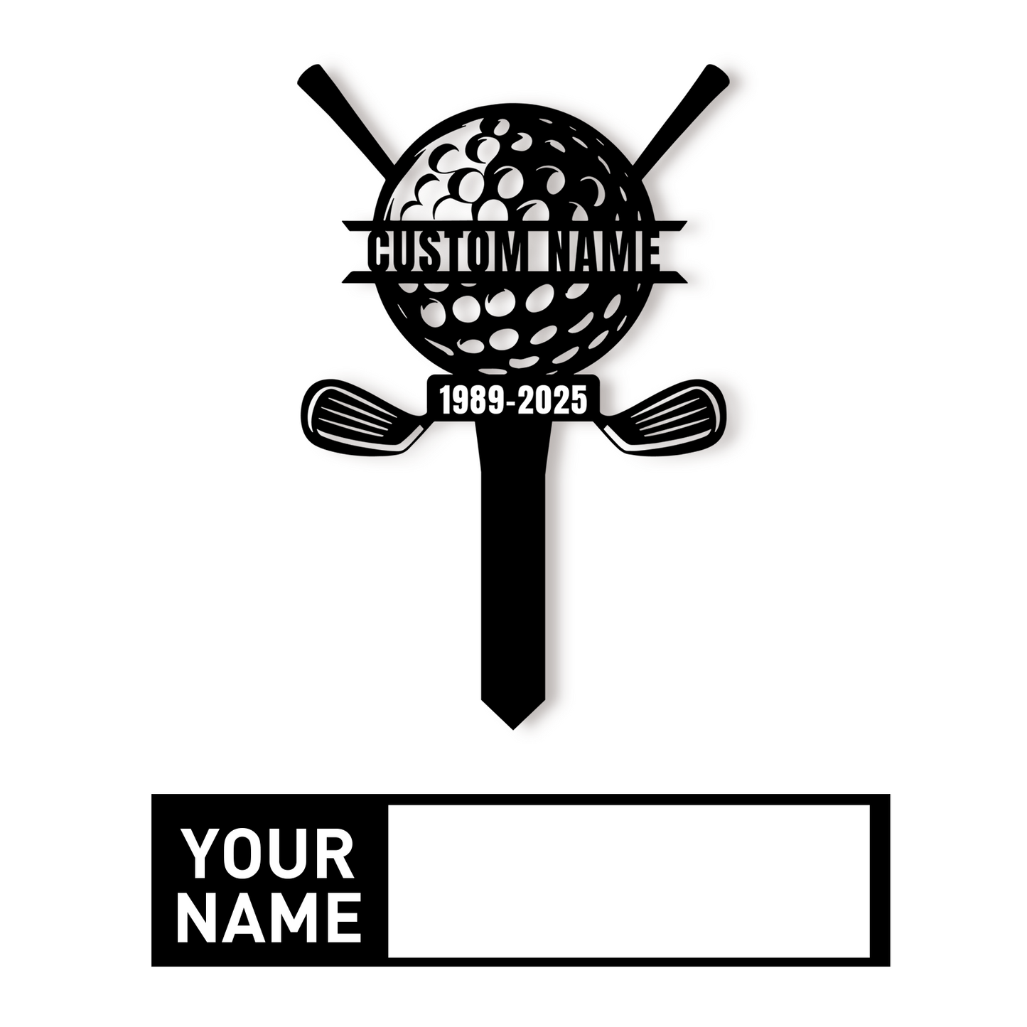 Custom Golf Yard Sign with Ball Transport Design, Outdoor Metal Golf Name Sign for Garden or Lawn Decor