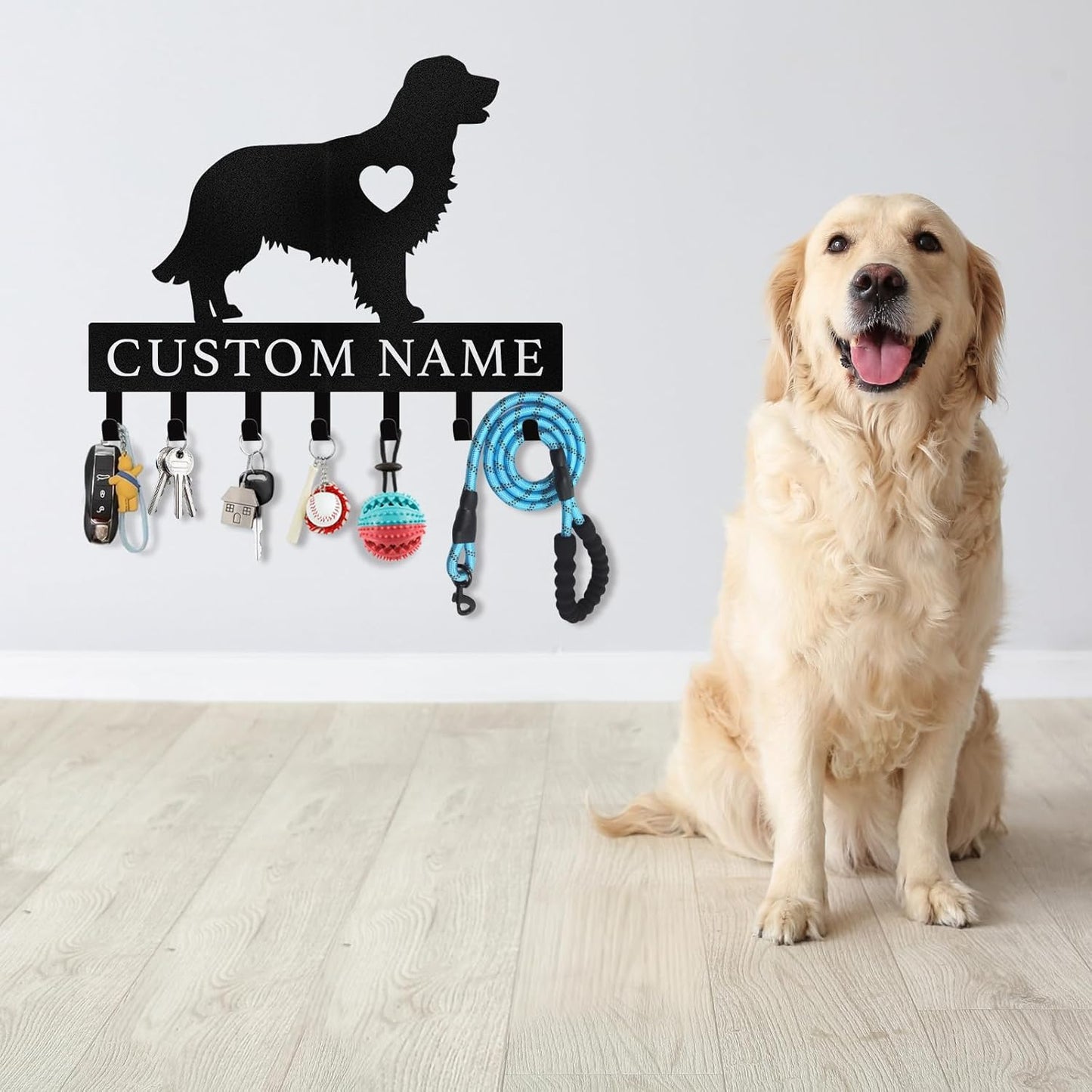 Personalized Dog Key Hook Metal Wall Mount Pet Lover Entryway & Home Decor