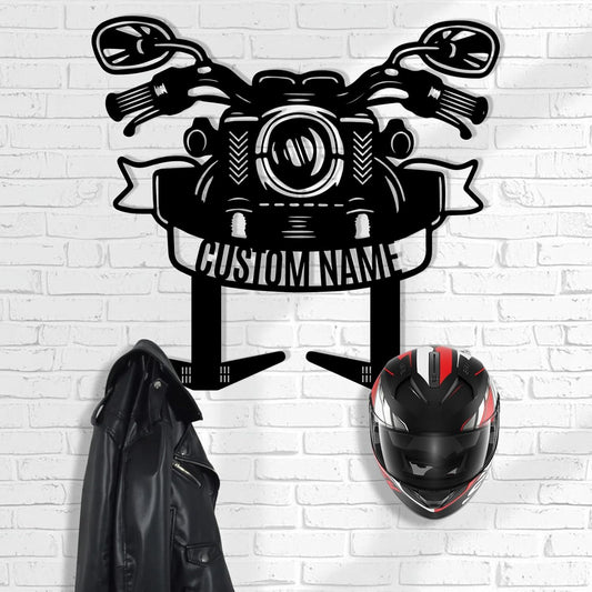 Motorcycle Helmet & Jacket Iron Wall Hanger , Personalized Garage Decor
