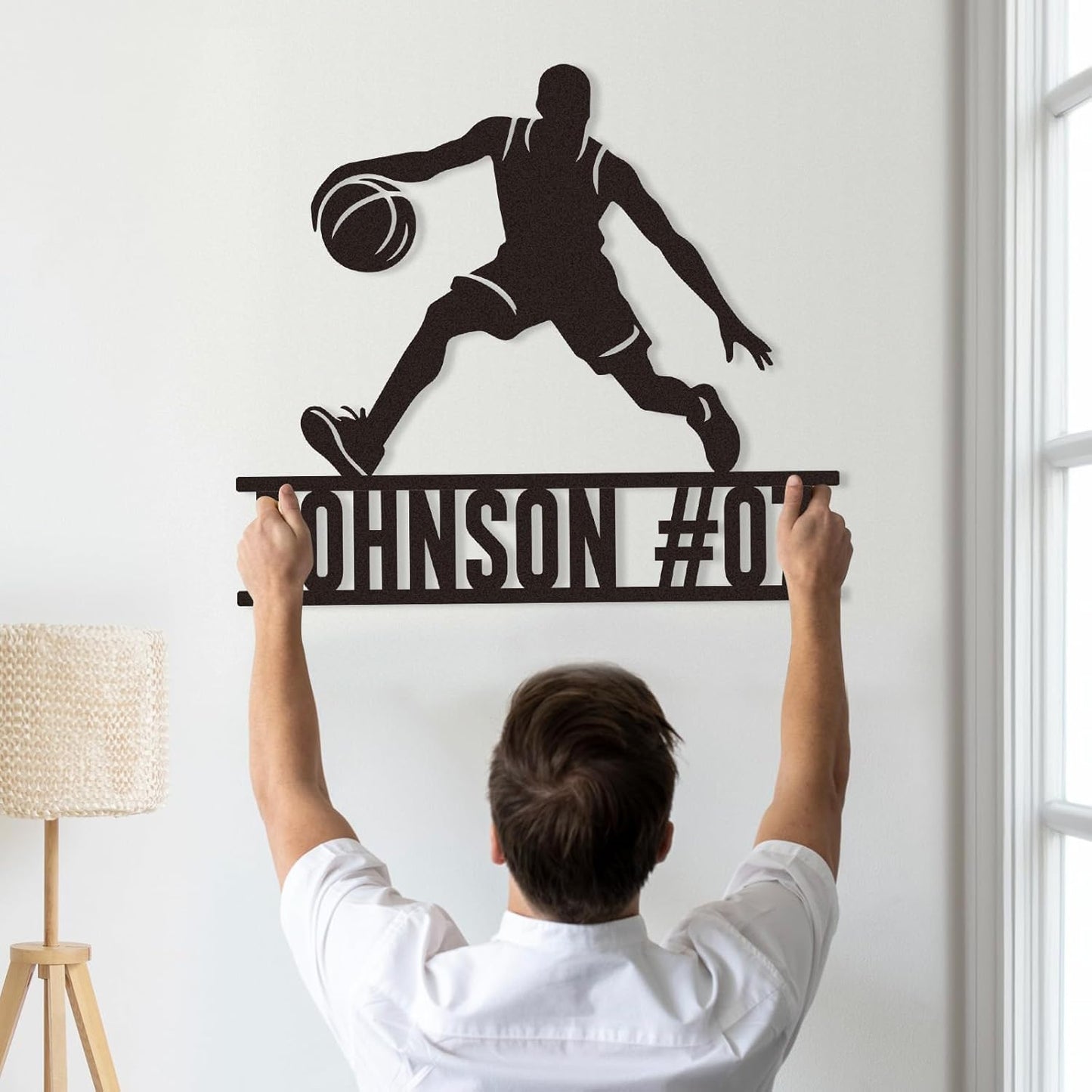 Custom Basketball Dribble Metal Sign, Personalized Name & Number Wall Art for Boys Room, Sports Fan Gift or Team Tribute
