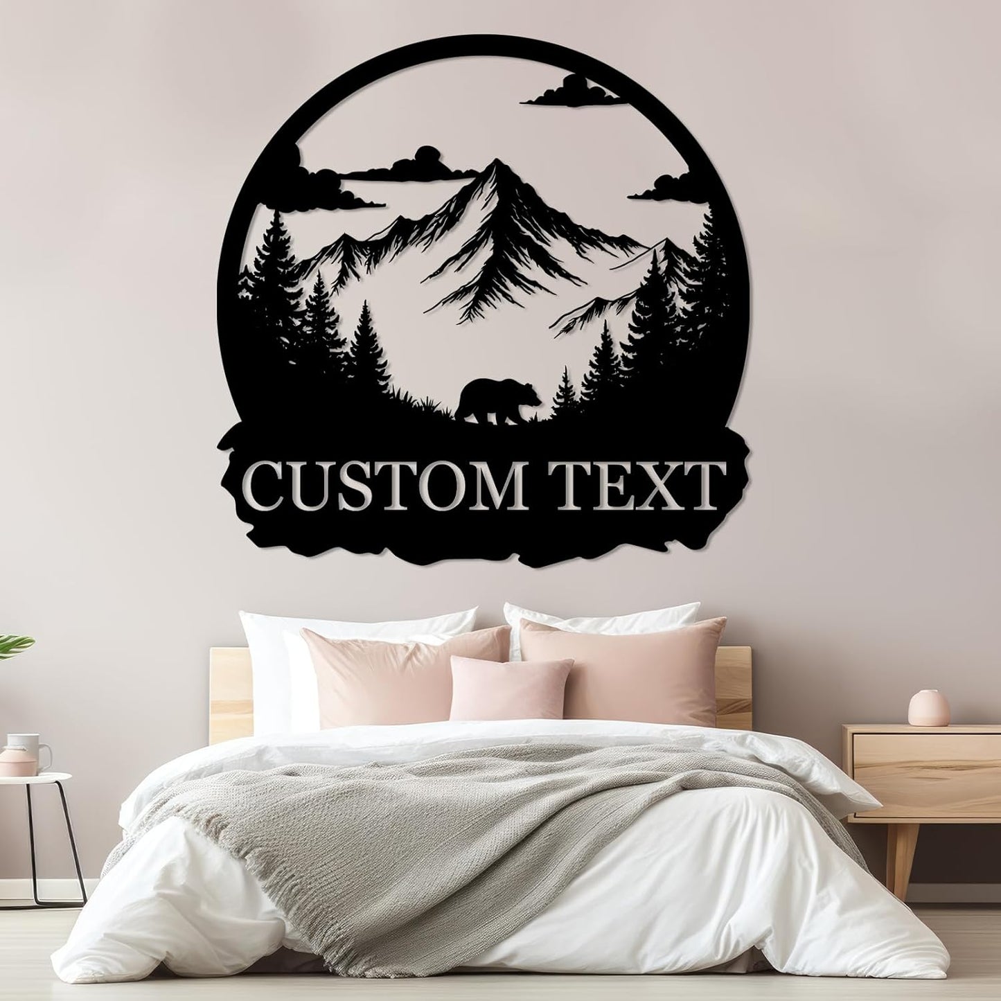 Custom Metal Bear Mountain Family Name Sign Outdoor Cabin Farmhouse Wall Decor Hunter Gift