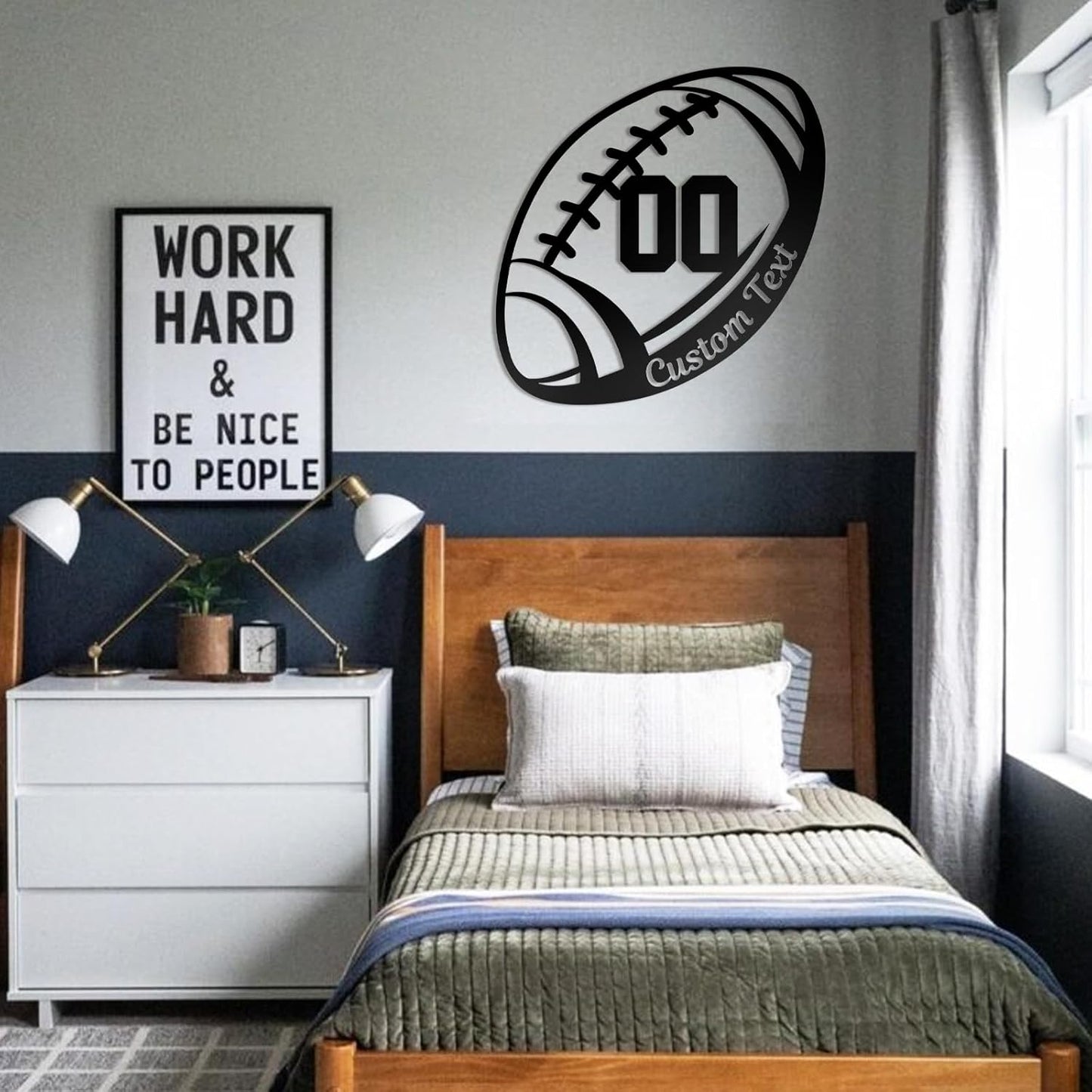 Personalized Sports Wall Decor - Ball-Themed Metal Sign with Custom Name & Number