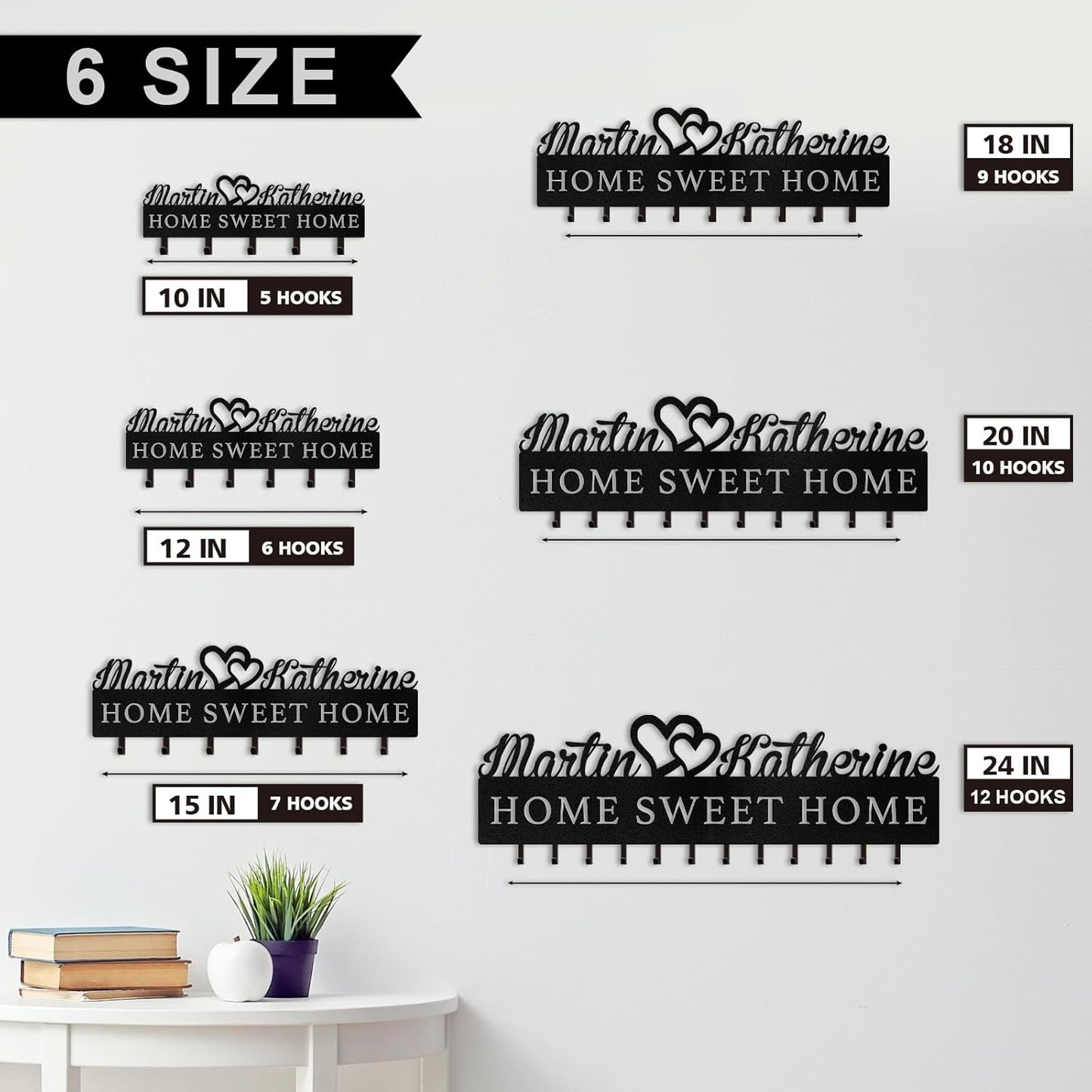 Custom Couple Name Key Holder Personalized Heart Wall Decor Wedding & Anniversary Gift