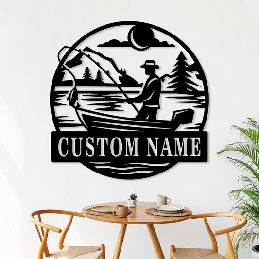 Bass Fishing & Sunshine Metal Art, Rustic Wall Decor for Lake House Gifts