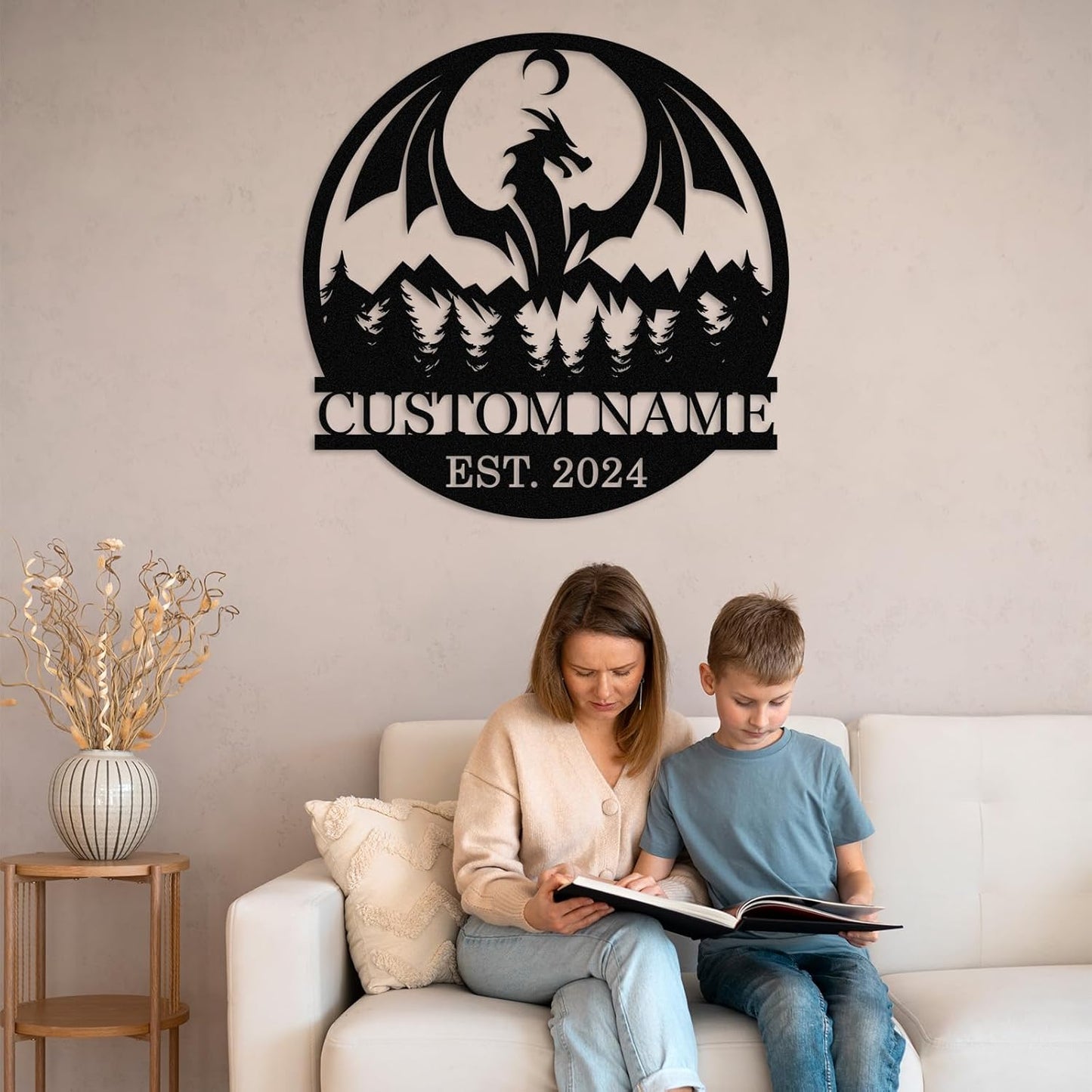 Custom Dragon Metal Sign Personalized Name Wall Art for Indoor Outdoor Decor Fantasy Gift
