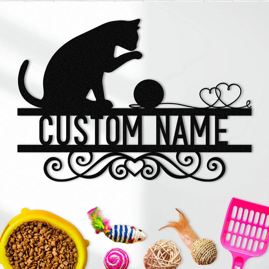 Personalized Cat Iron Sign - Handcrafted Metal Wall Art for Feline Fans & Home Decor