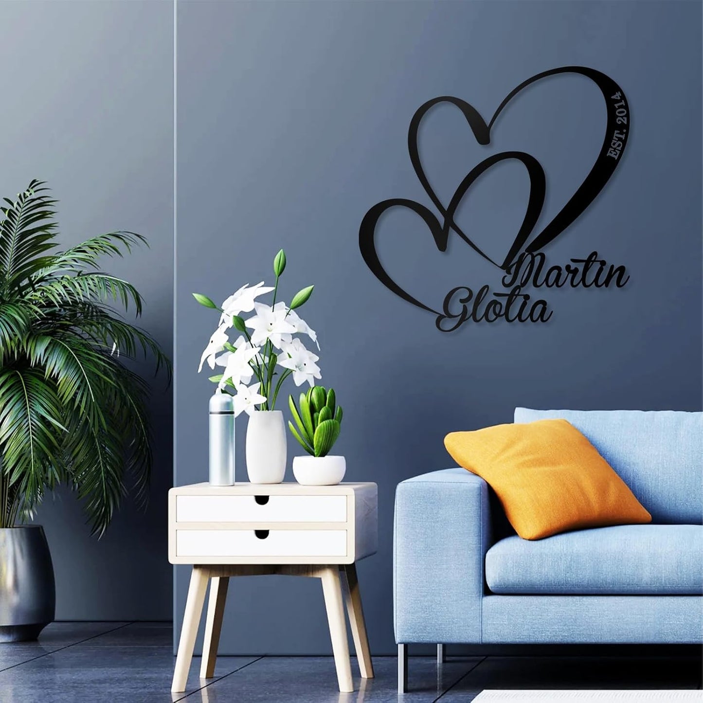 Custom Wedding Metal Gift for Couples Name & Date Infinity Heart Wall Decor Valentine Anniversary Sign