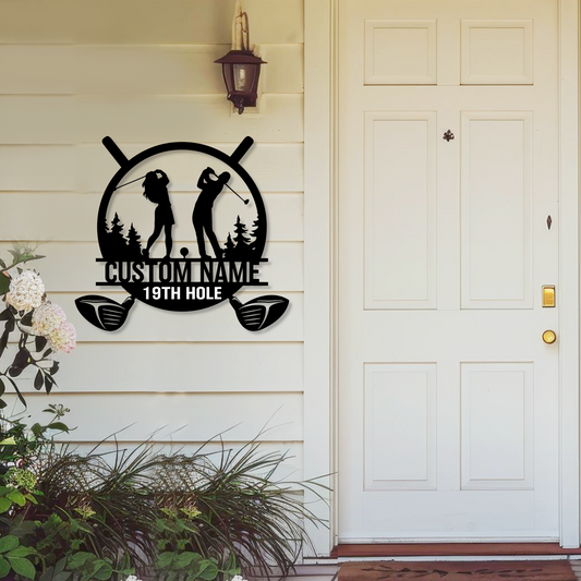 Custom Golf Ball Motion Metal Sign, Personalized Name Yard Sign with Optional Ground Stake or Wall Hook