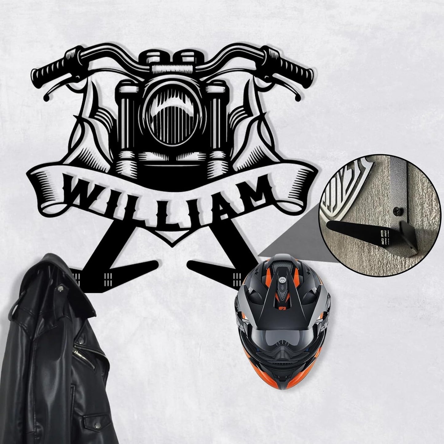 Handcrafted Metal Helmet Hanger , Durable Wrought Iron Wall Rack