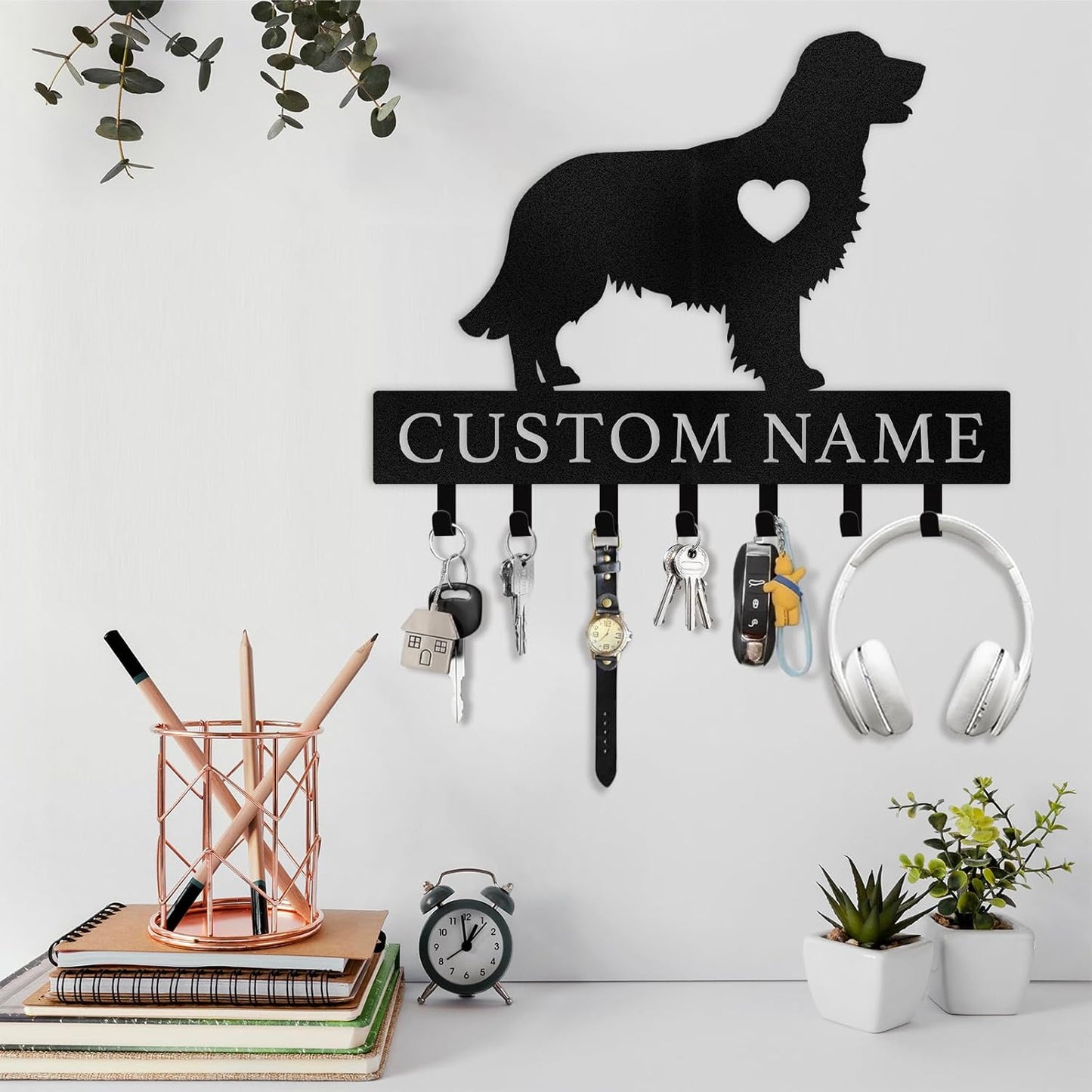 Personalized Dog Key Hook Metal Wall Mount Pet Lover Entryway & Home Decor