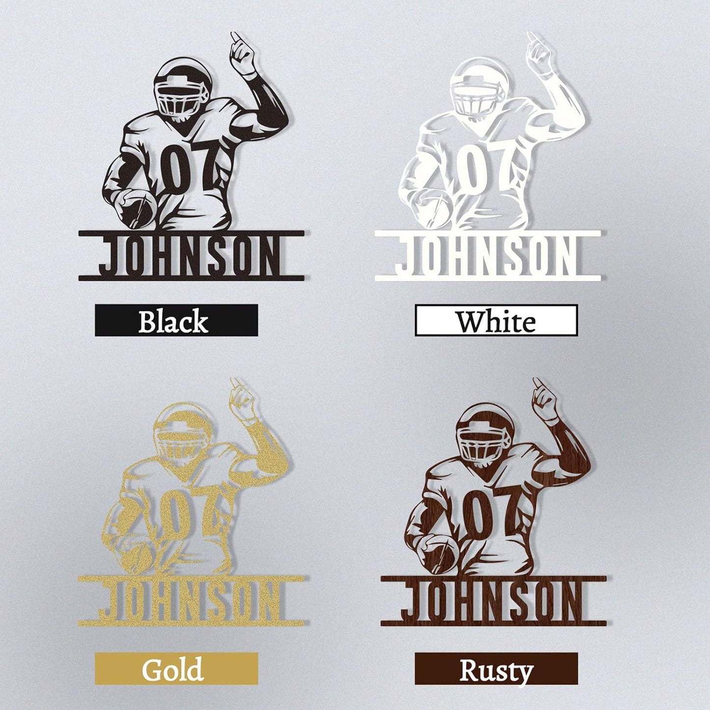 Custom Football Metal Wall Sign with Player Number and Name, Personalized Quarterback Decor, Sports Gift for Boys or Team Room