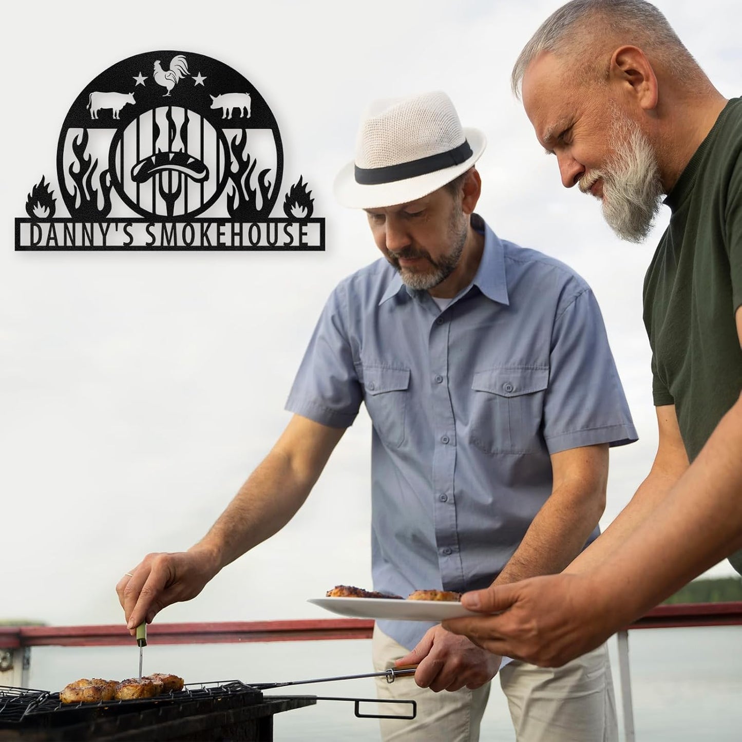 BBQ & Grill Master Metal Sign , Personalized Outdoor Cooking Wall Decor