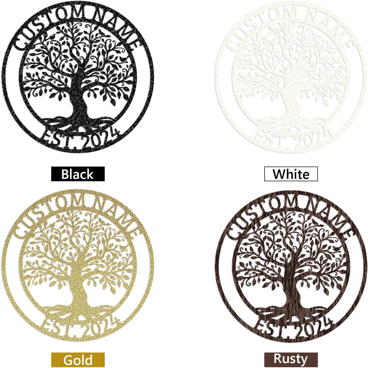 Custom Metal Welcome Sign, Family Tree of Life Door Hanging, Personalized Olive Tree Name Sign