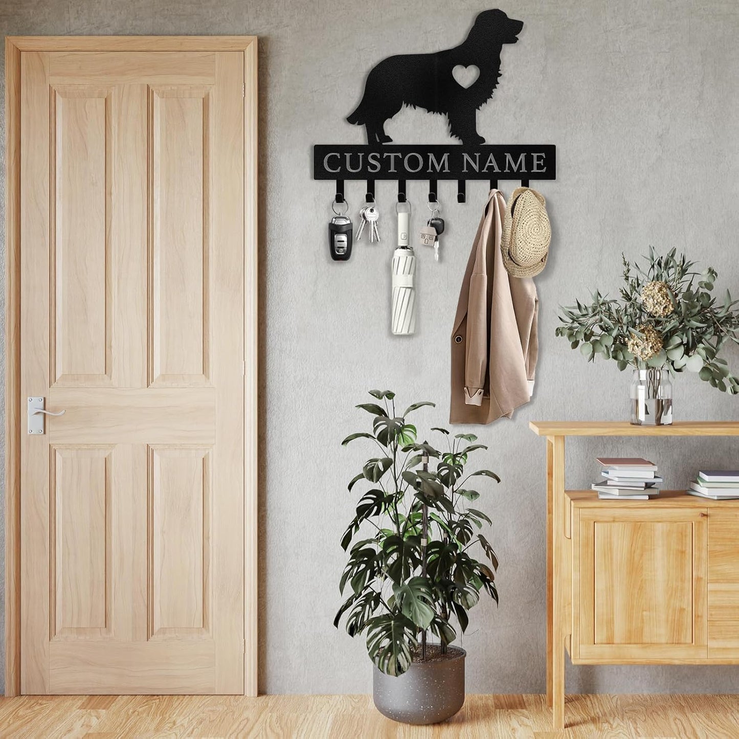 Personalized Dog Key Hook Metal Wall Mount Pet Lover Entryway & Home Decor