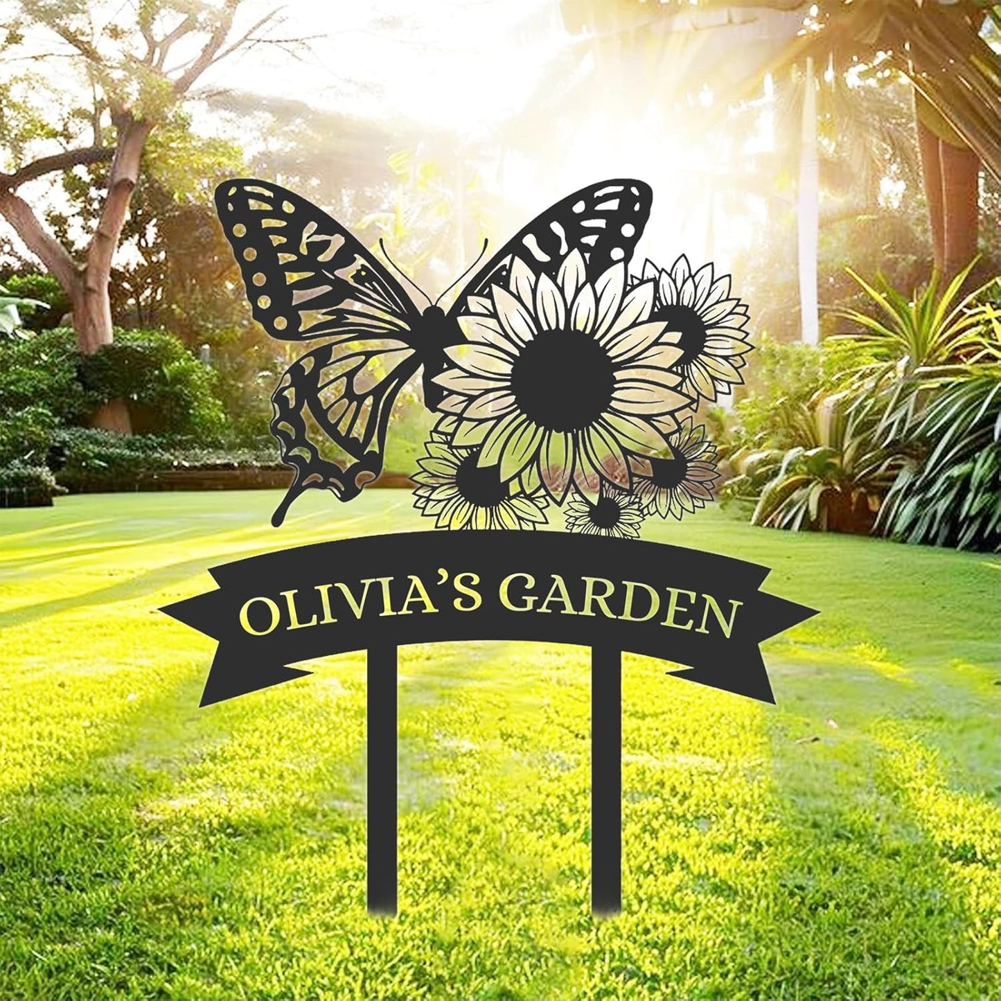 Custom Rabbit Garden Sign, Personalized Outdoor Metal Yard Sign for Gardeners or Lawn Decor