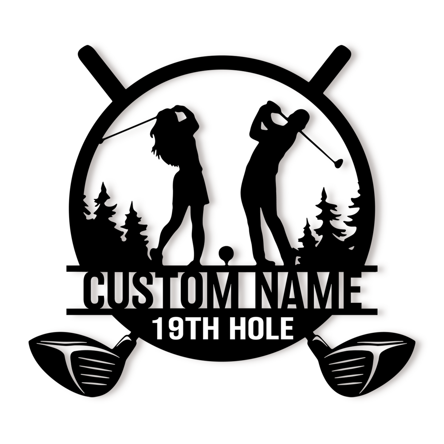 Custom Golf Ball Motion Metal Sign, Personalized Name Yard Sign with Optional Ground Stake or Wall Hook