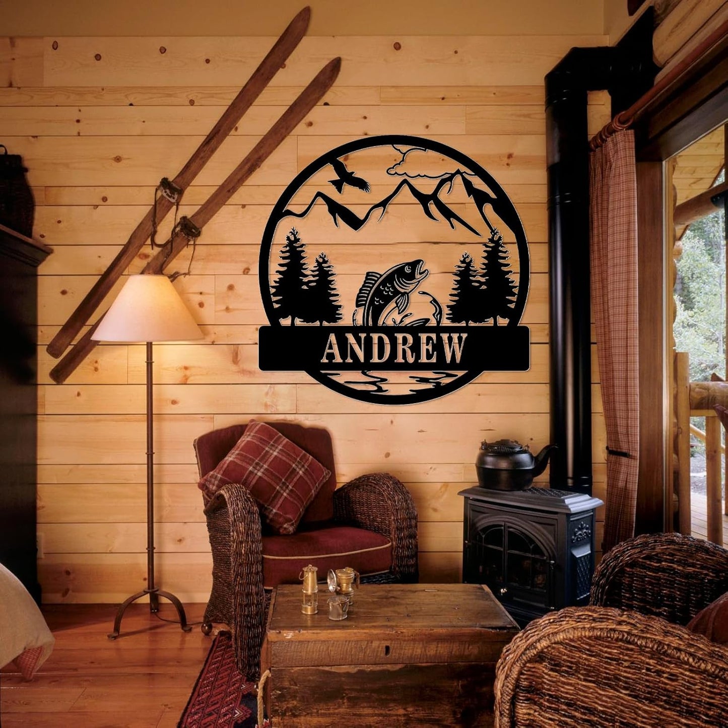 Custom Bass & Eagle Metal Art, Rustic Fishing Decor for Outdoor Enthusiasts