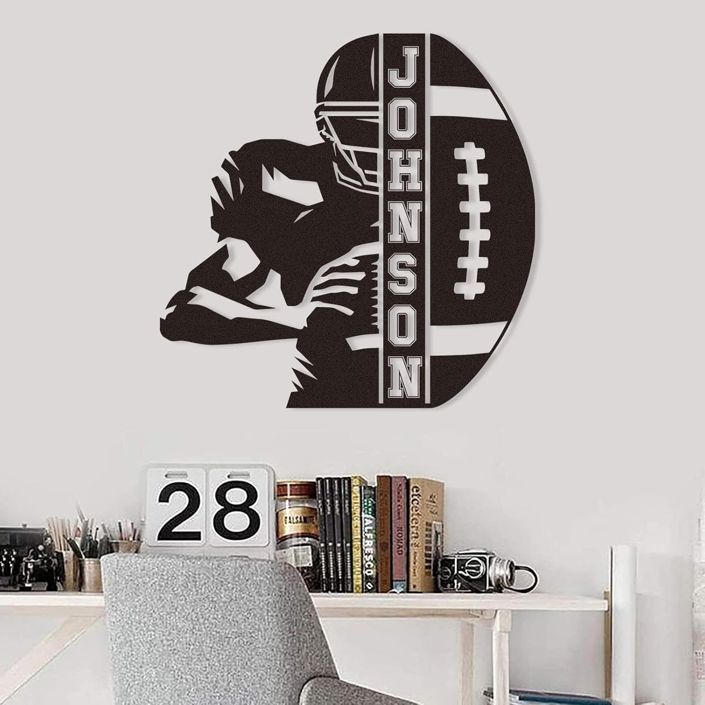 Personalized Football Name Metal Sign, Vertical Custom Sports Wall Art, Football Player Room Decor, Outdoor Metal Name Sign