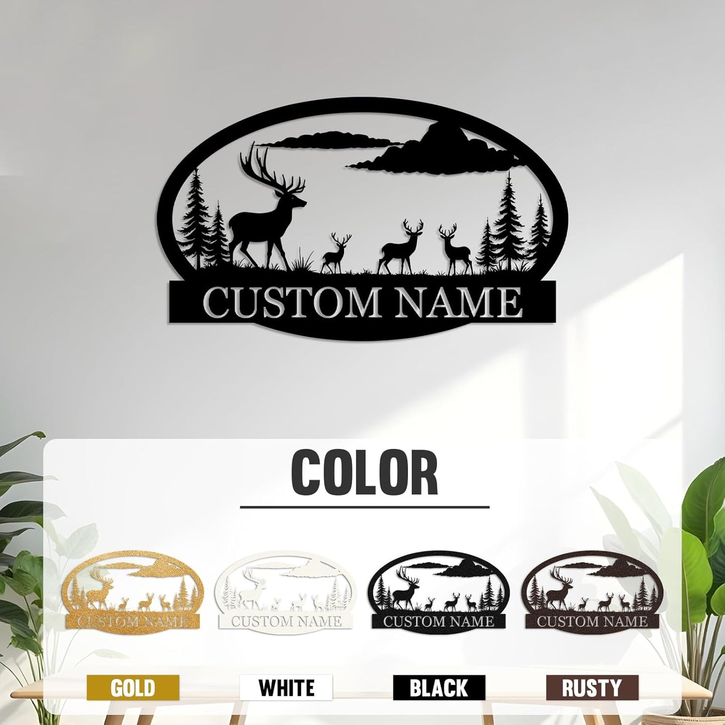 Custom Metal Bear Mountain Family Name Sign Outdoor Cabin Farmhouse Wall Decor Hunter Gift