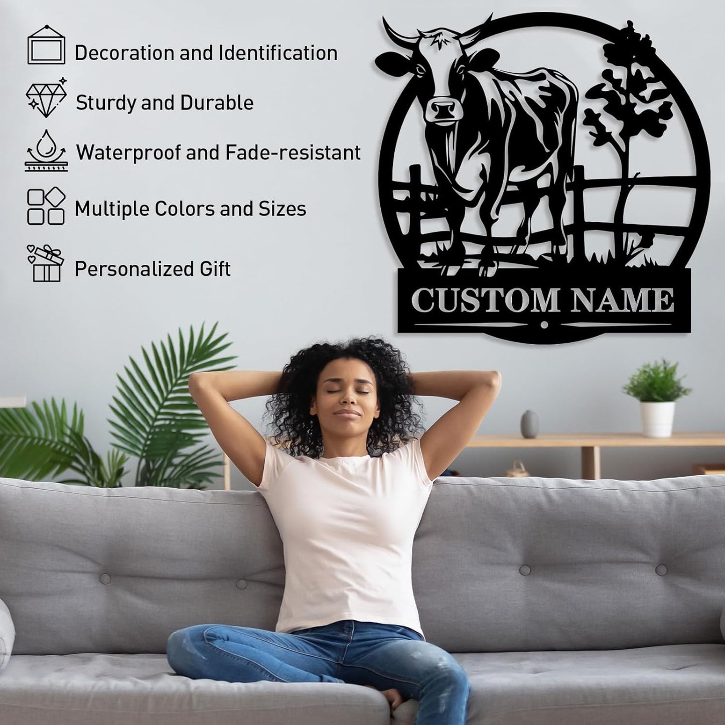 Personalized Farm Sign, Custom Metal Sign, Cow Farmhouse Sign, Outdoor Ranch Sign, Cattle Metal Wall Art, Last Name Sign, Family Sign Garden Decor, Patio Hanging Sign, Farmer Gifts Barn Decor