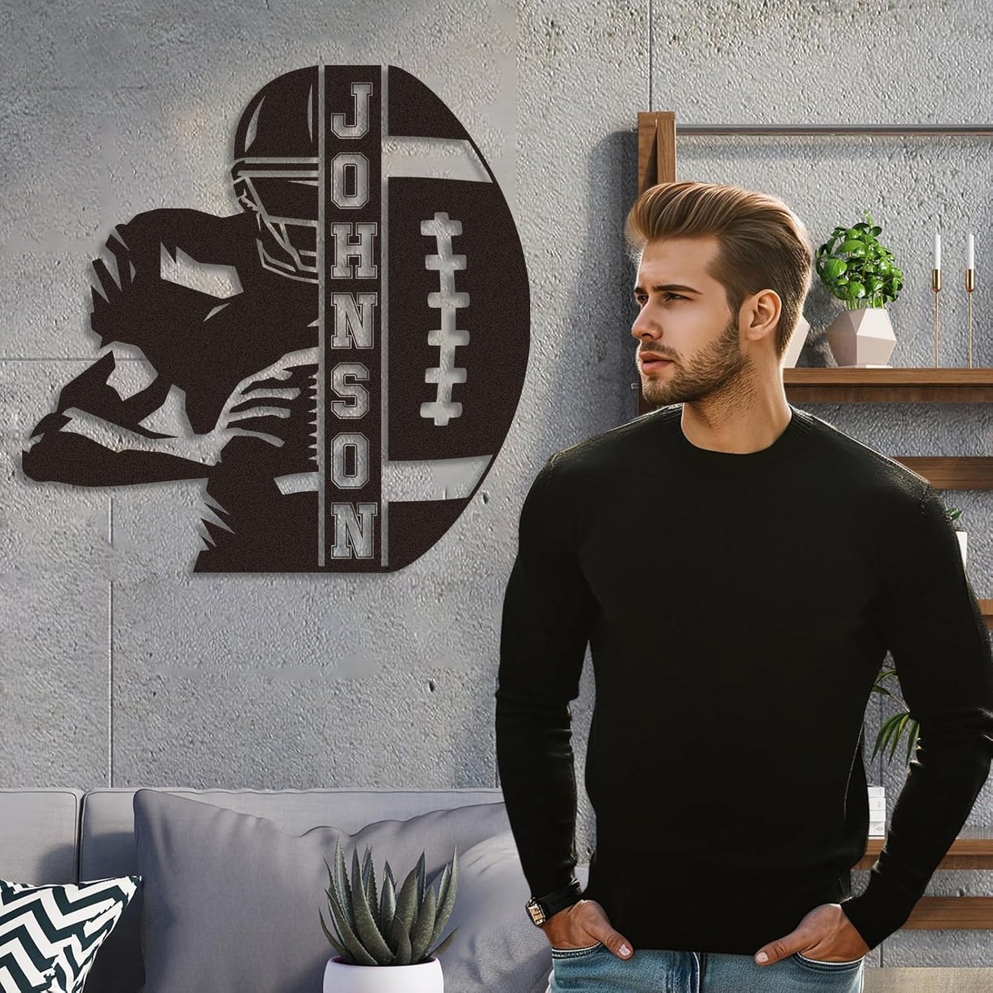 Personalized Football Name Metal Sign, Vertical Custom Sports Wall Art, Football Player Room Decor, Outdoor Metal Name Sign