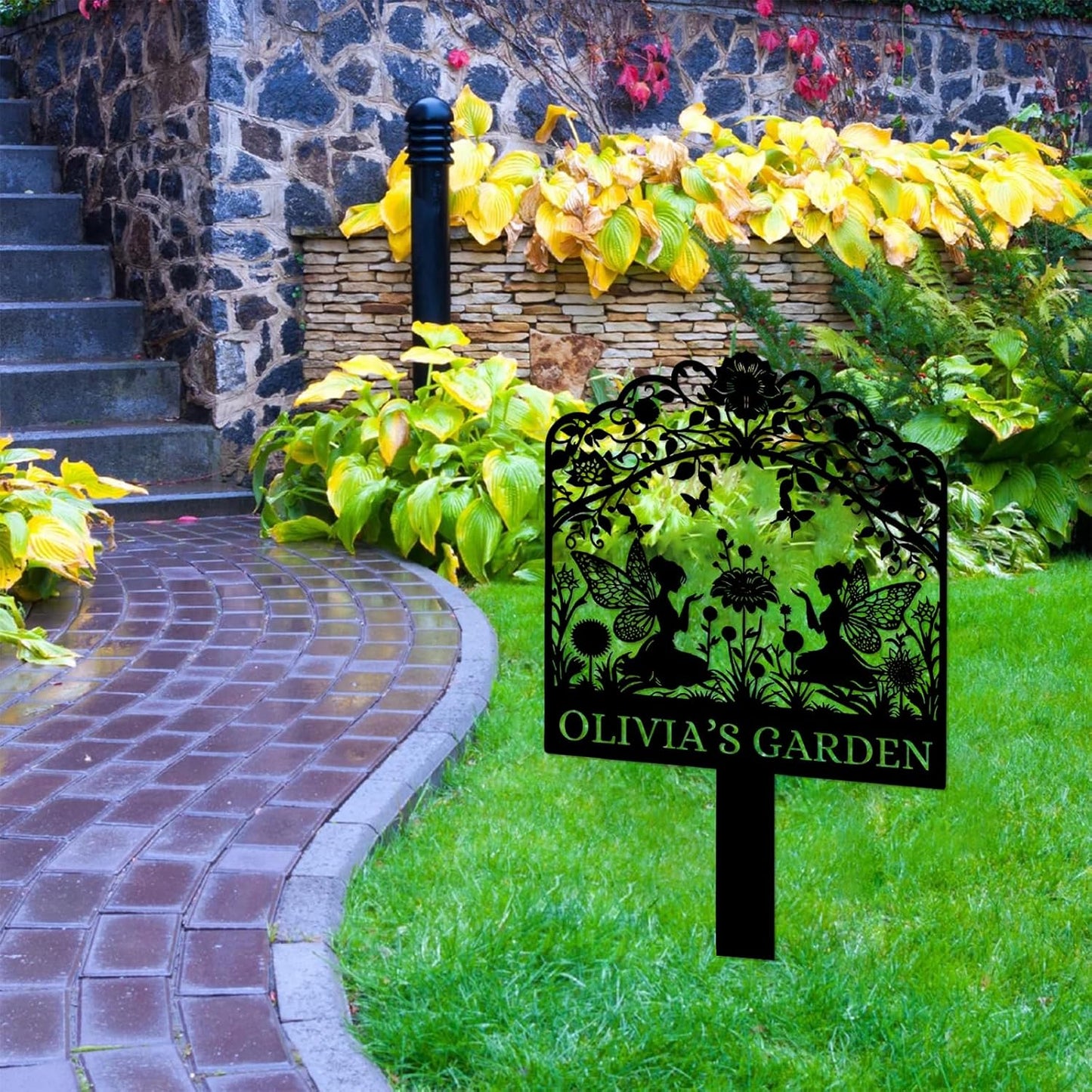 Whimsical Fairy Garden Sign - Handmade Metal Stake for Flower Beds & Yards