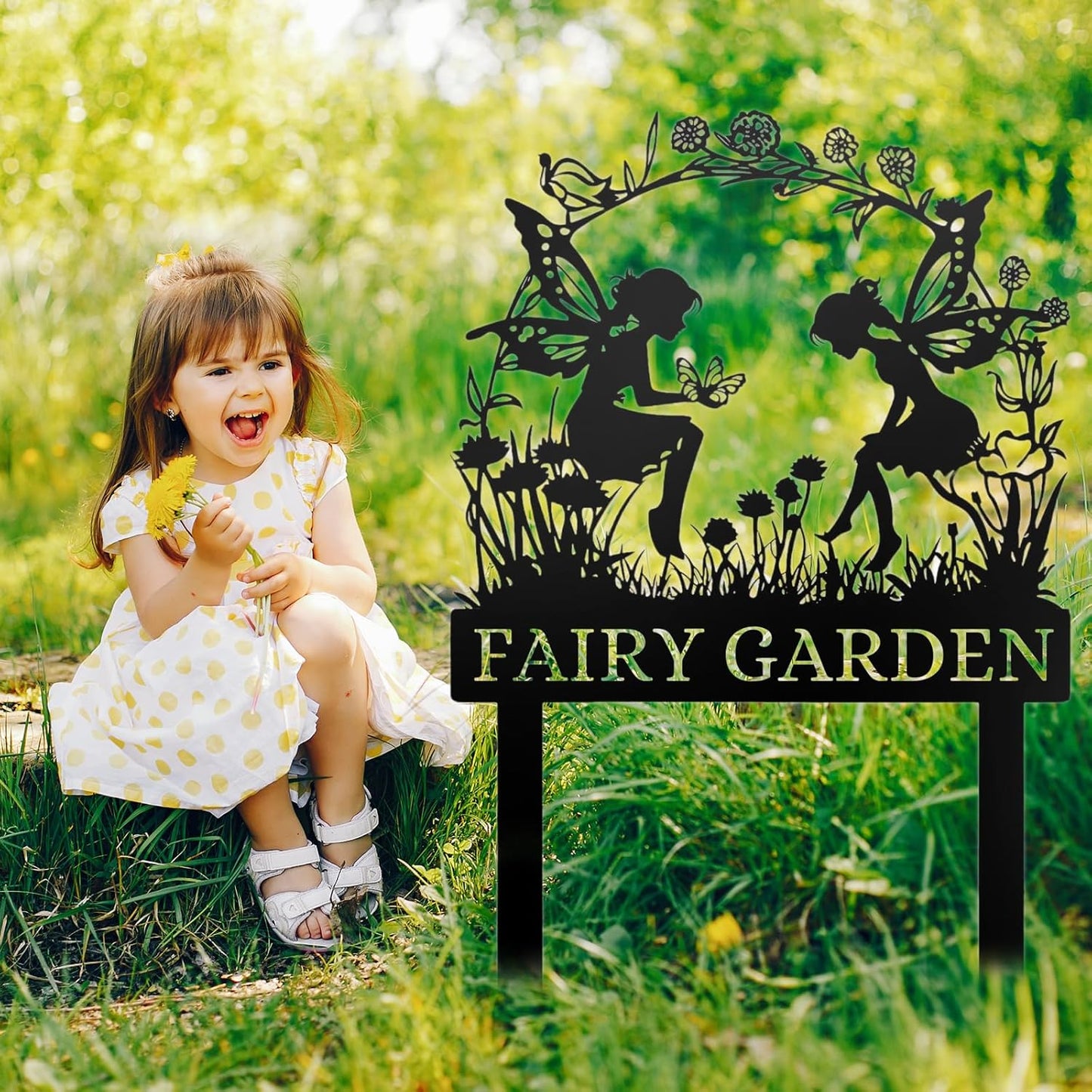 Handmade Fairy Garden Marker - Rustic Metal Sign for Flower Beds & Magical Gardens