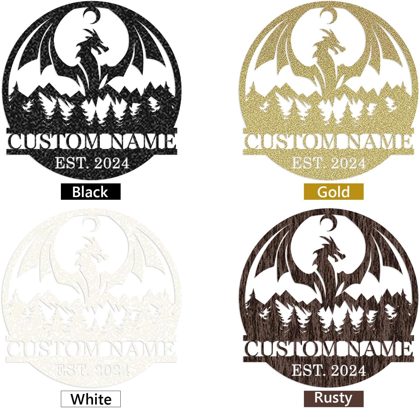 Custom Dragon Metal Sign Personalized Name Wall Art for Indoor Outdoor Decor Fantasy Gift
