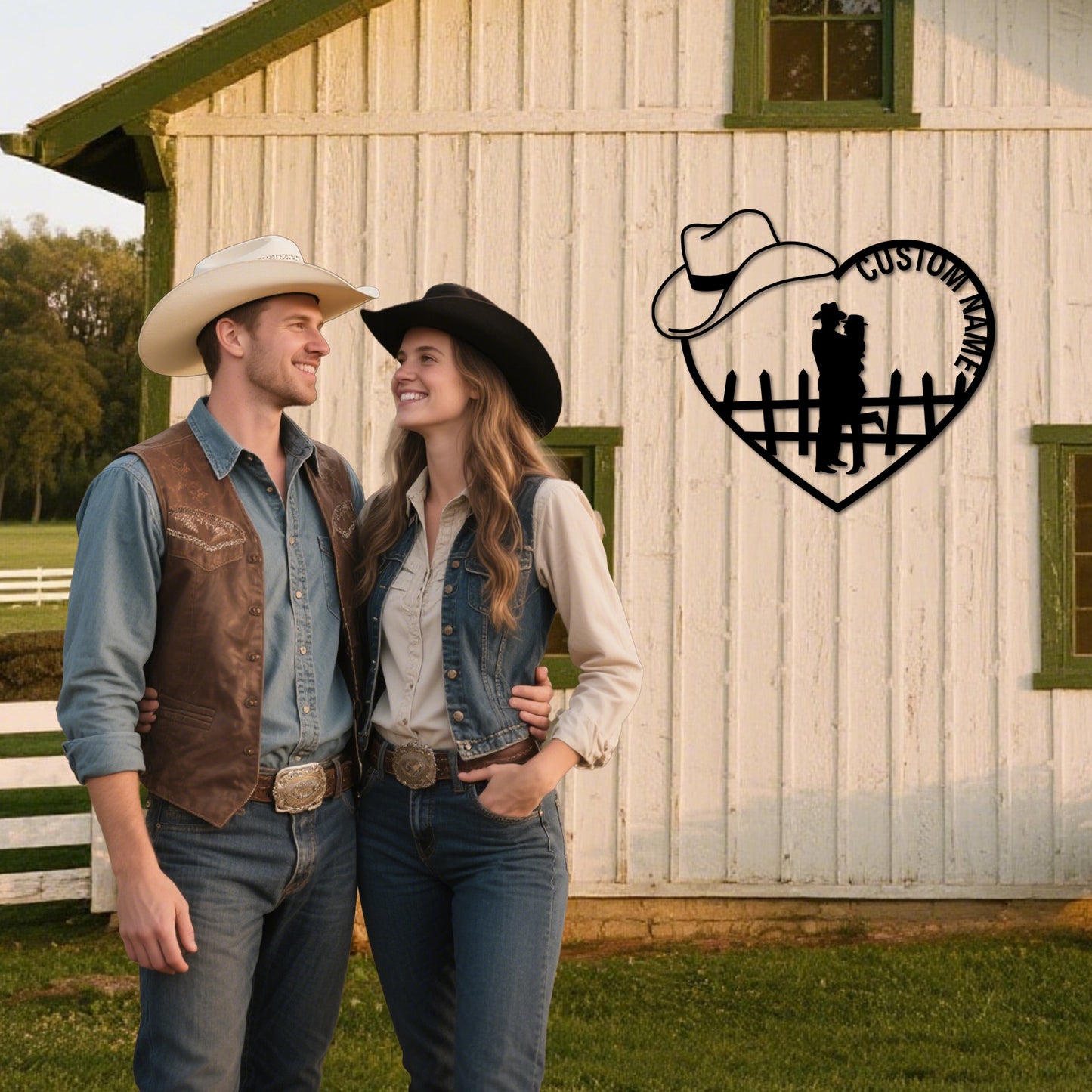 Personalized Cowboy Couple Sign, Western Home Decor, Custom Metal Name Sign, Rustic Western Wall Art, Cowboy Cowgirl Wall Decor, Wedding Anniversary Gifts for Couples 2025 Color10
