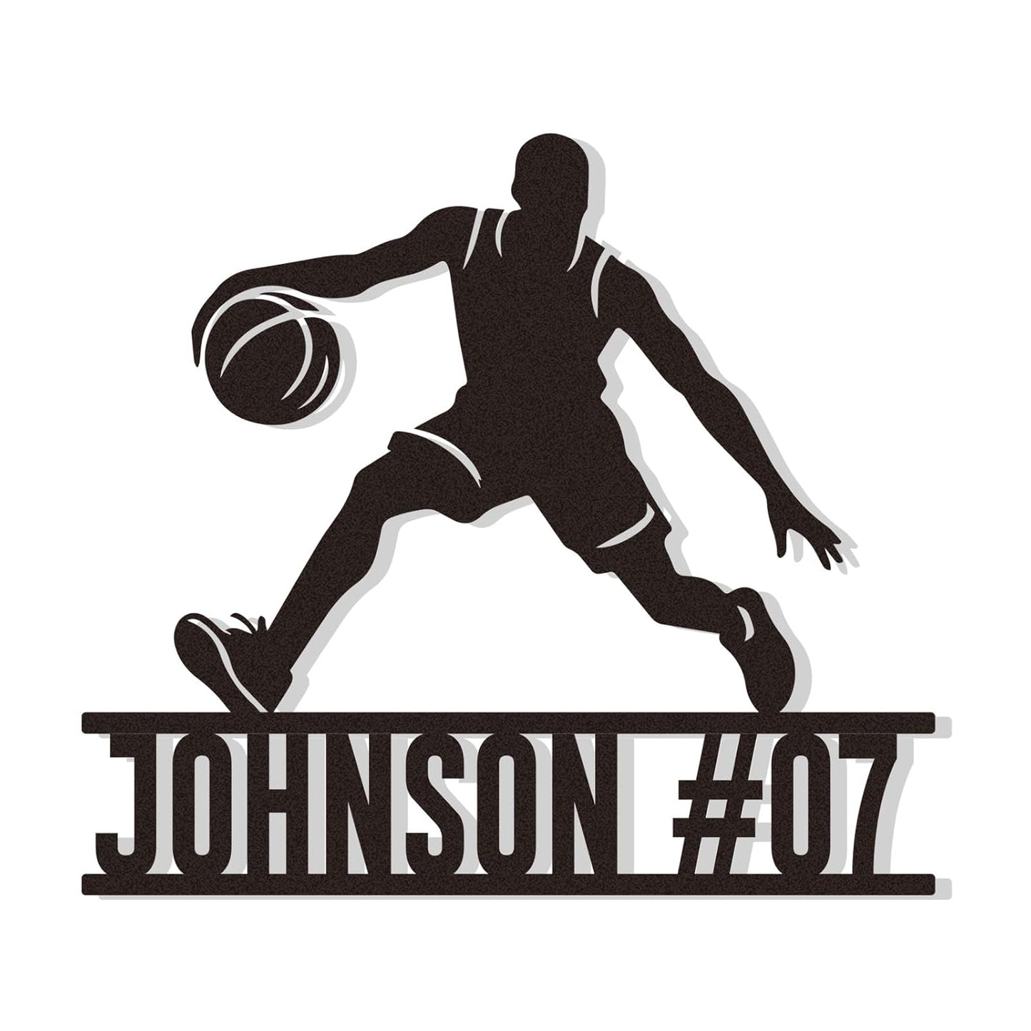 Custom Basketball Dribble Metal Sign, Personalized Name & Number Wall Art for Boys Room, Sports Fan Gift or Team Tribute