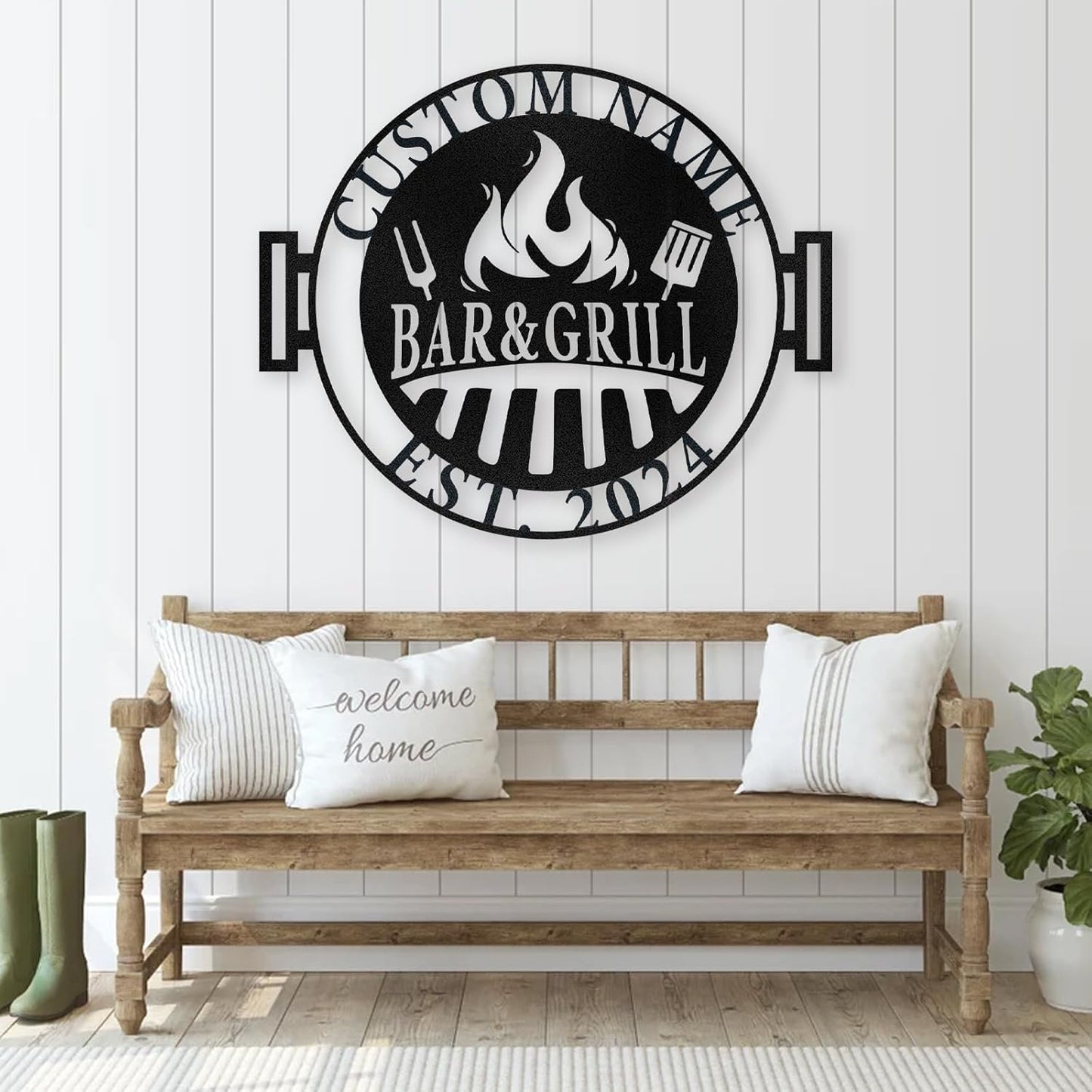 Custom Kitchen Name Sign , Wrought Iron Wall Art for Dining & Cooking Spaces