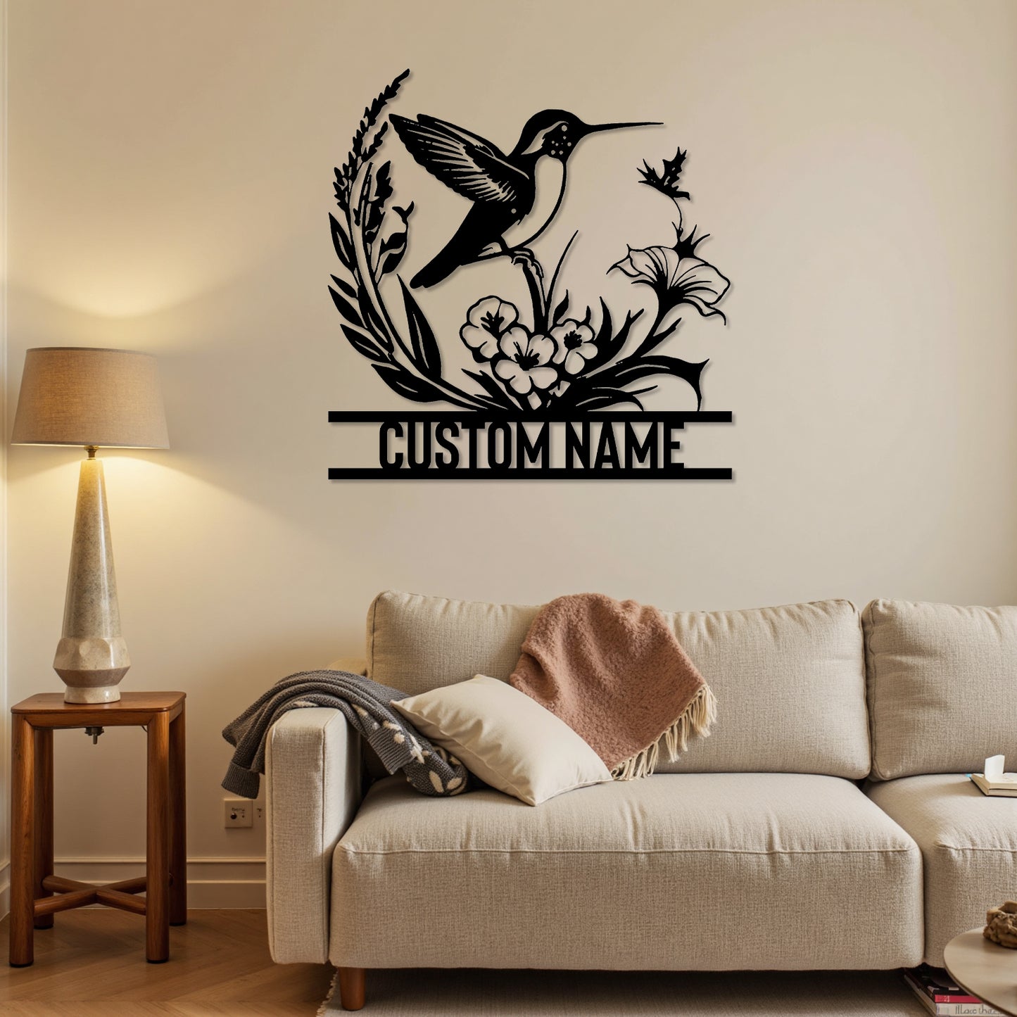 Custom Garden Stake Metal Sign, Personalized Floral Name Plaque with Birds and Butterflies, Outdoor Yard Decor for Gardeners