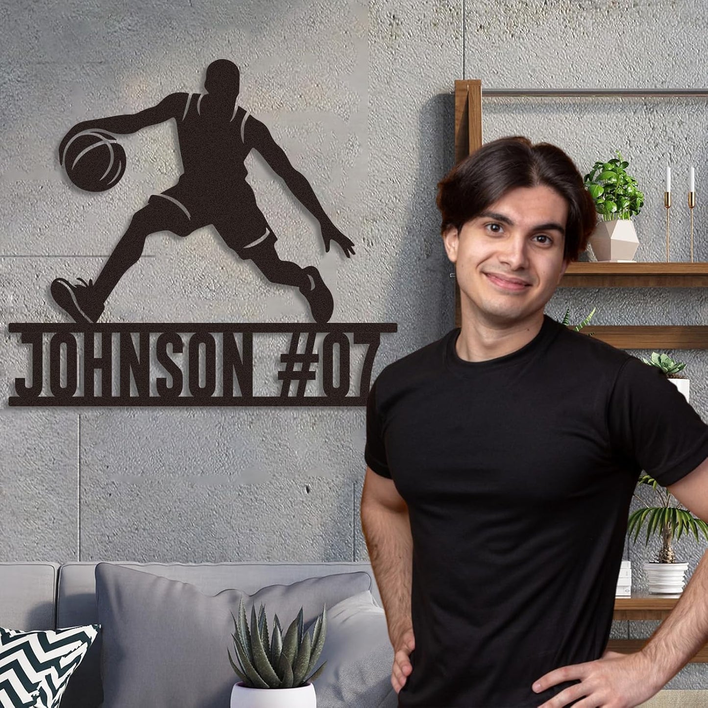 Custom Basketball Dribble Metal Sign, Personalized Name & Number Wall Art for Boys Room, Sports Fan Gift or Team Tribute