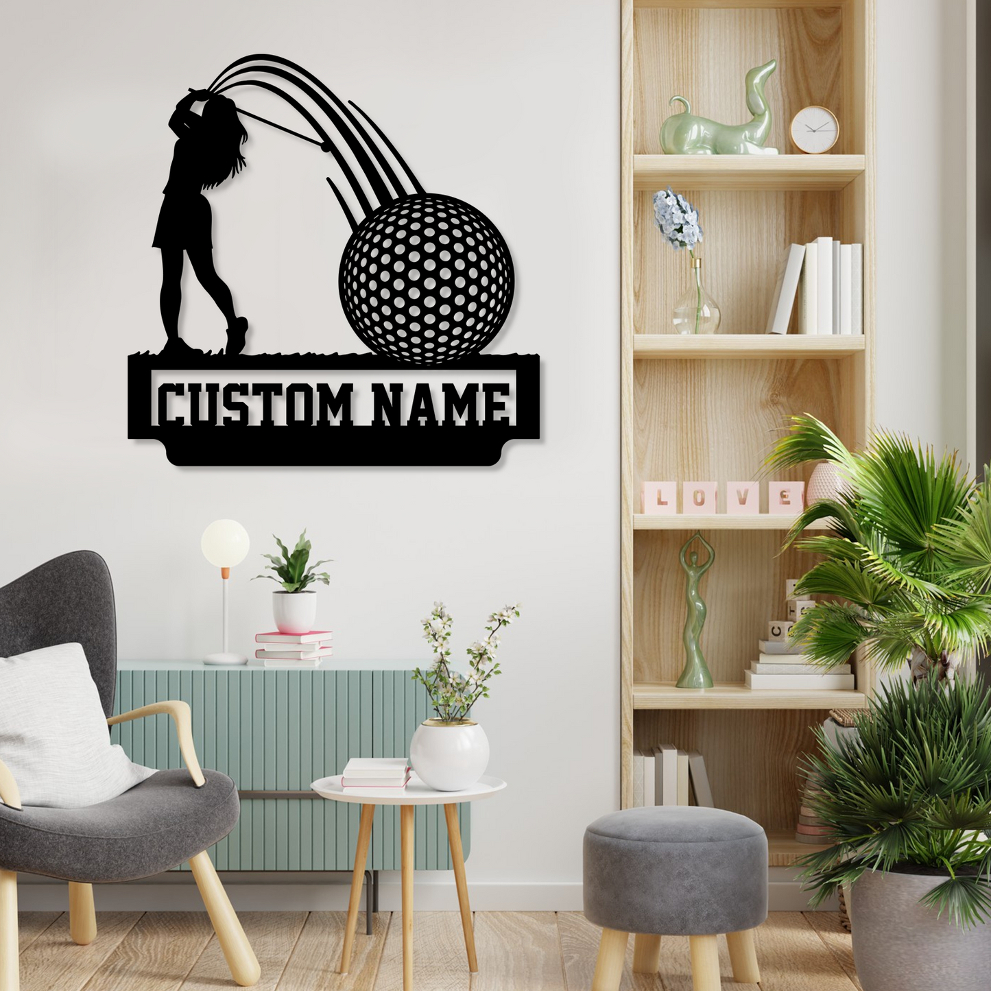 Personalized Golf Metal Sign with Tee & Ball Art, Garden Stake or Wall Mount Option for Sports Lovers