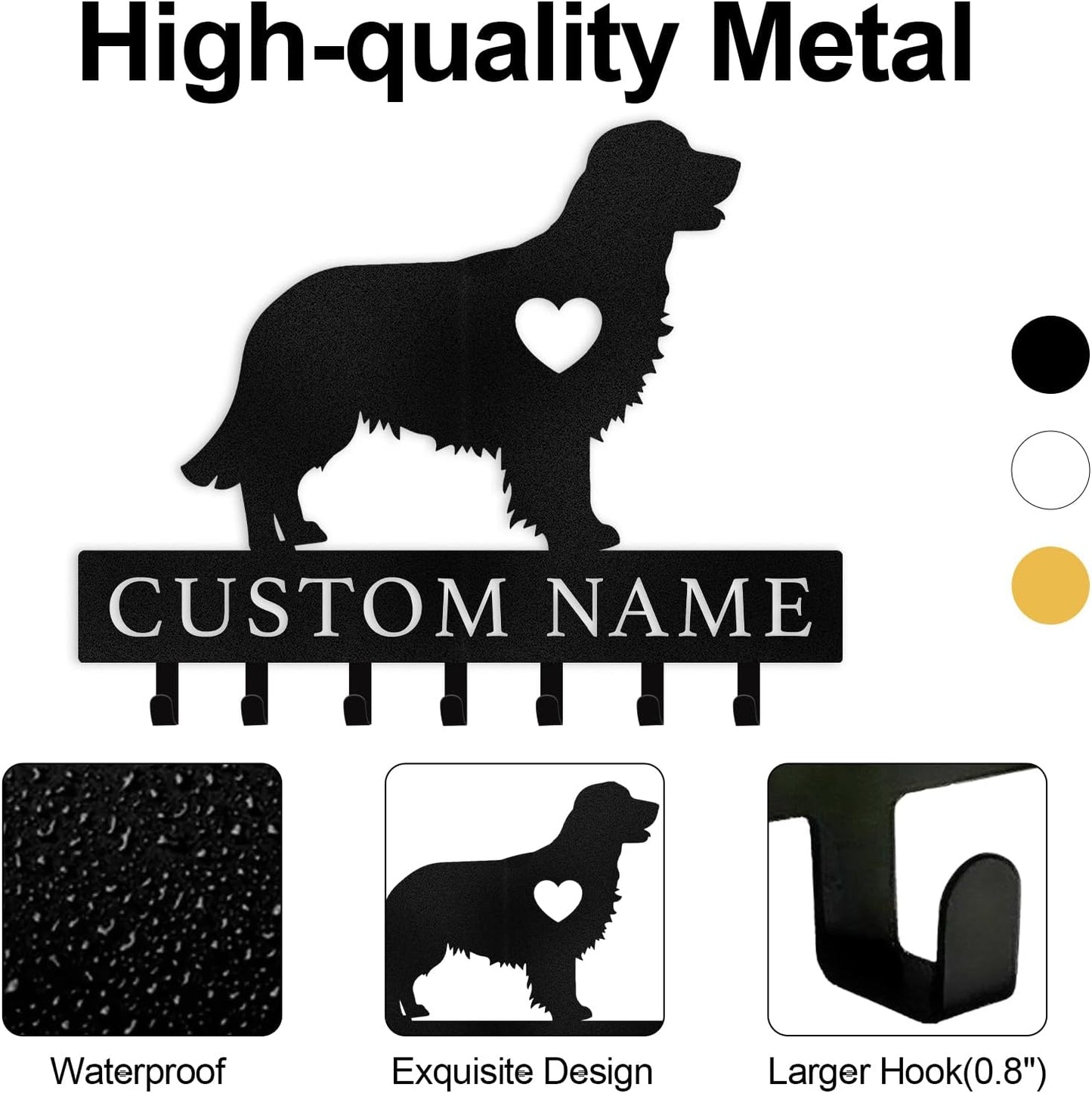 Personalized Dog Key Hook Metal Wall Mount Pet Lover Entryway & Home Decor