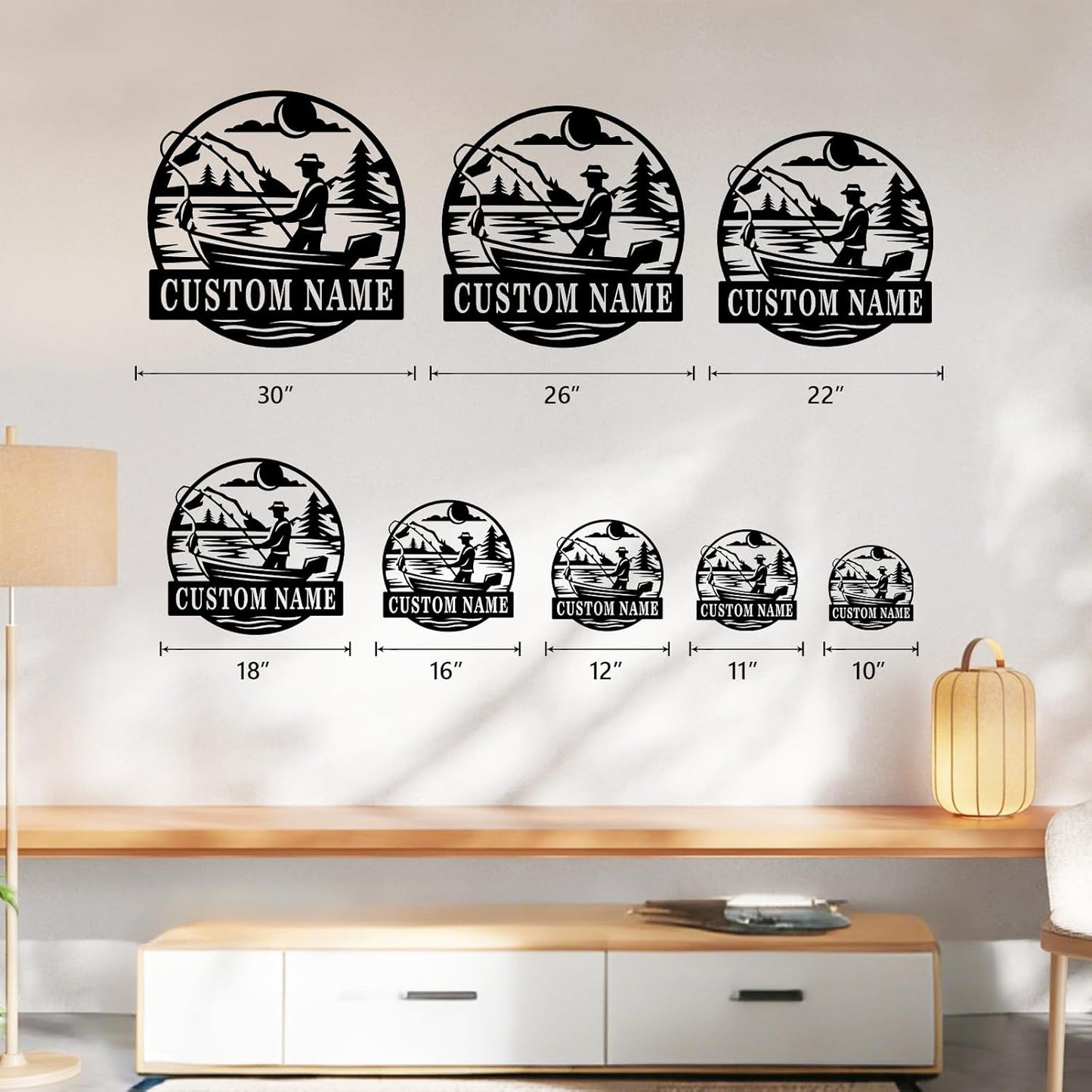 Bass Fishing & Sunshine Metal Art, Rustic Wall Decor for Lake House Gifts