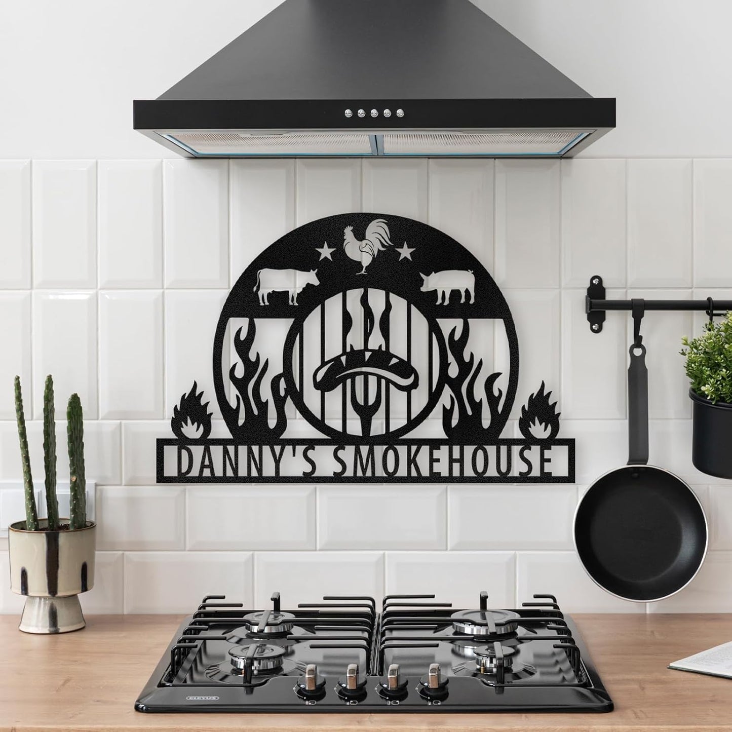 BBQ & Grill Master Metal Sign , Personalized Outdoor Cooking Wall Decor
