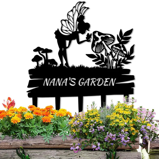 Rustic Fairy Garden Metal Sign - Whimsical Yard Decor for Storybook Lovers