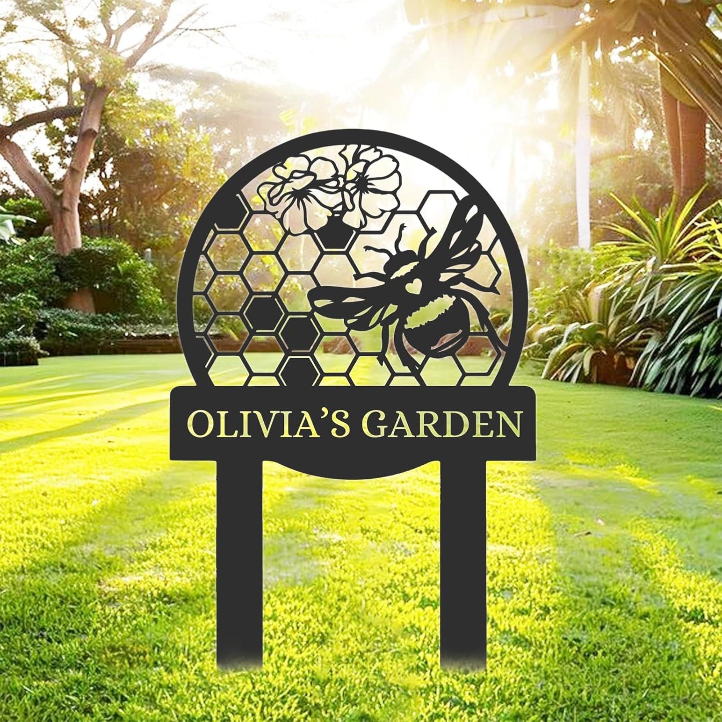 Custom Rabbit Garden Sign, Personalized Outdoor Metal Yard Sign for Gardeners or Lawn Decor