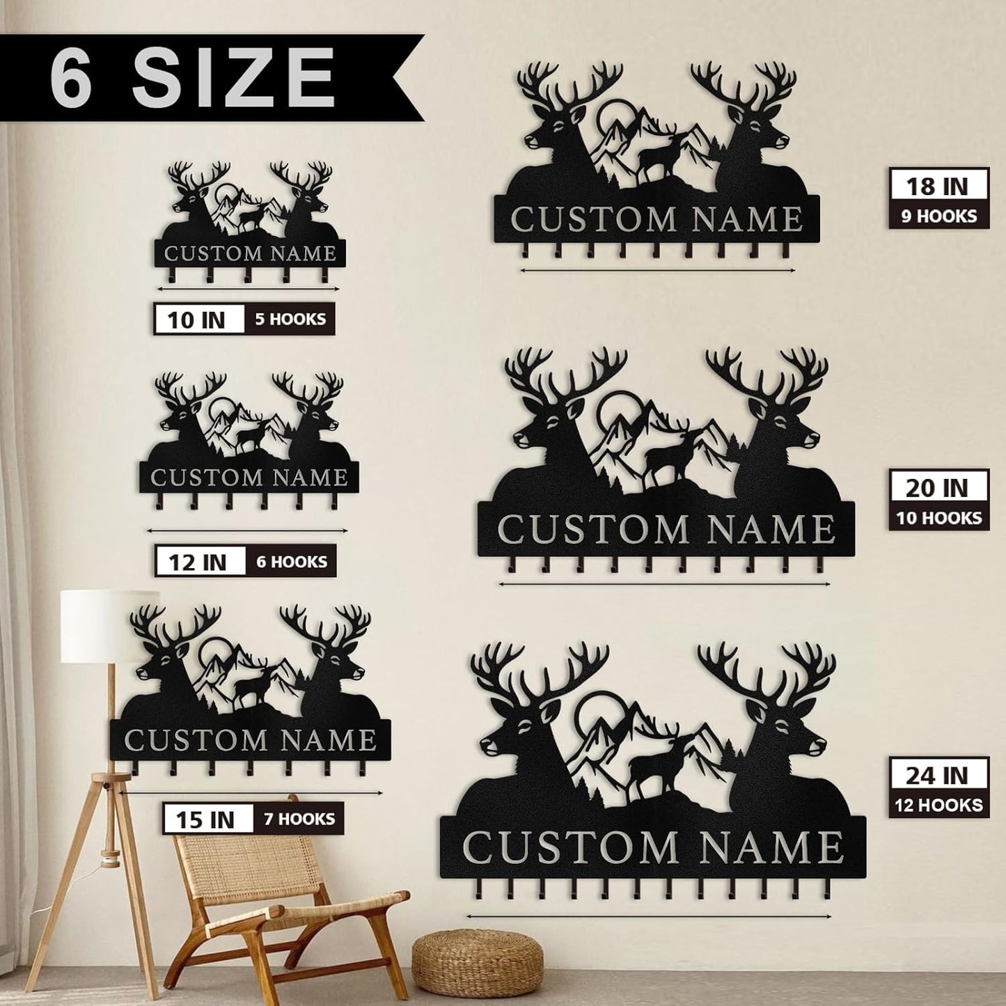 Personalized Polar Bear Key Holder on Wall, Custom Name Key Hanger